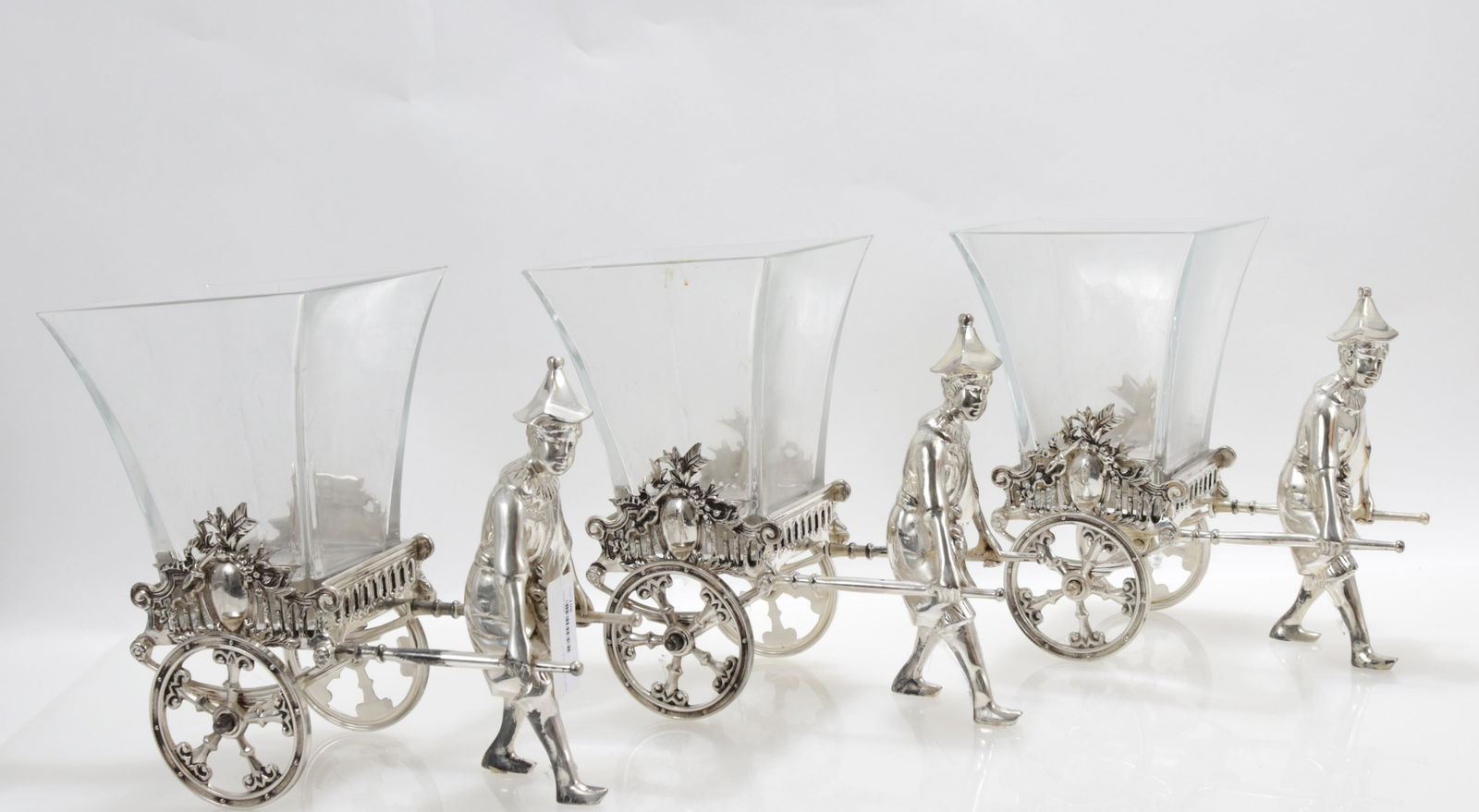 3 Silverplate Rickshaw Form Decanter Trolleys (1 of 5)