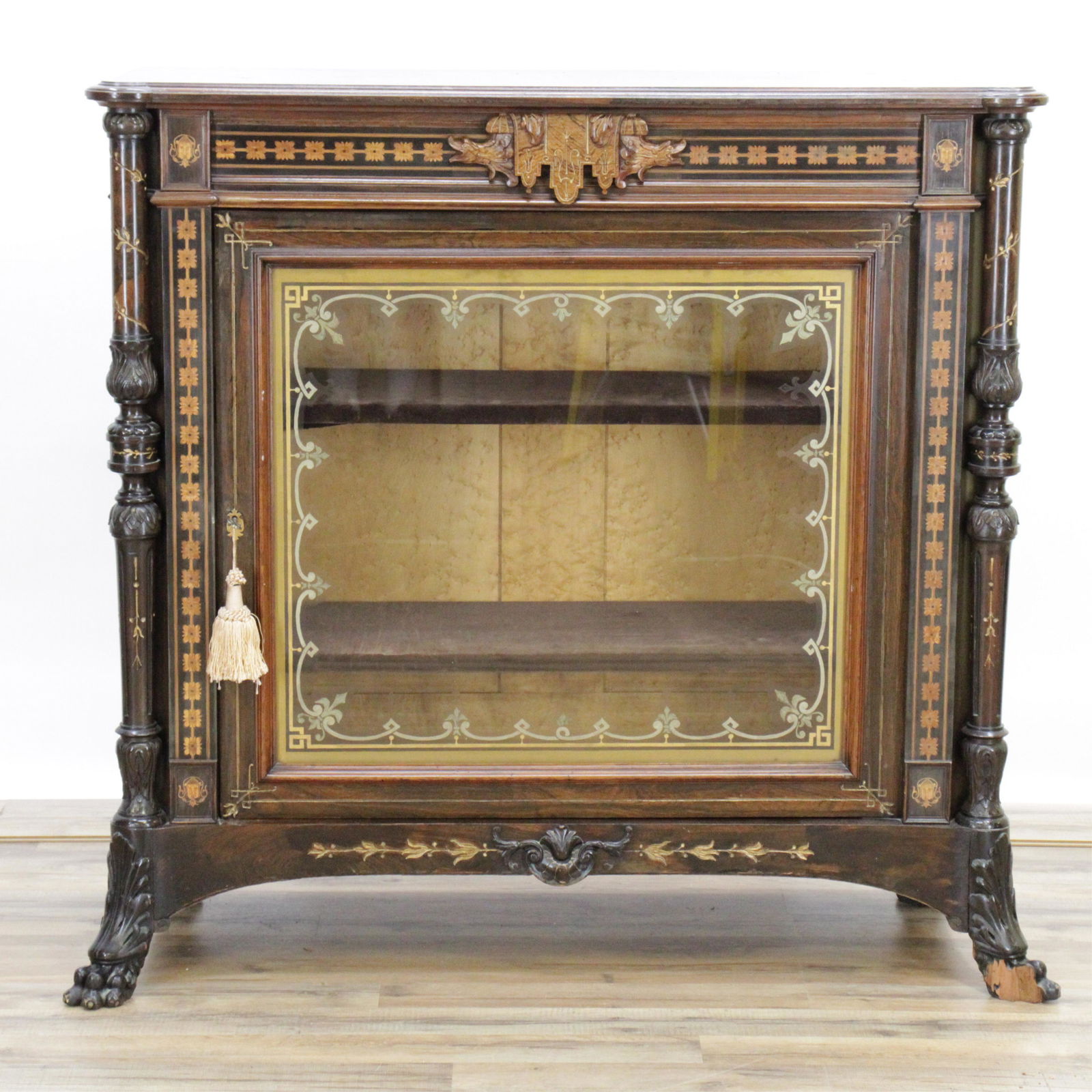 Aesthetic Inlaid Cabinet, attr Herter Bros, c 1865 (1 of 9)