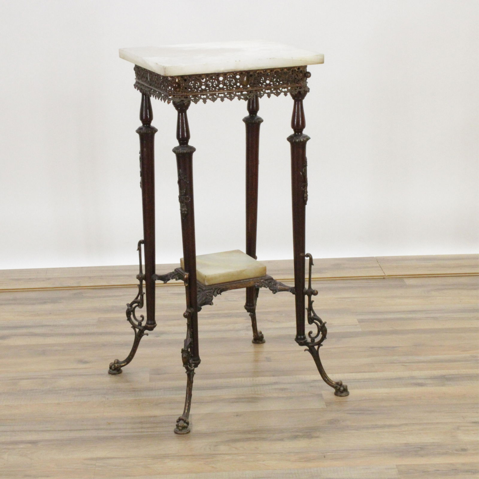 Victorian Brass & Walnut Pedestal, 19th C. (1 of 5)