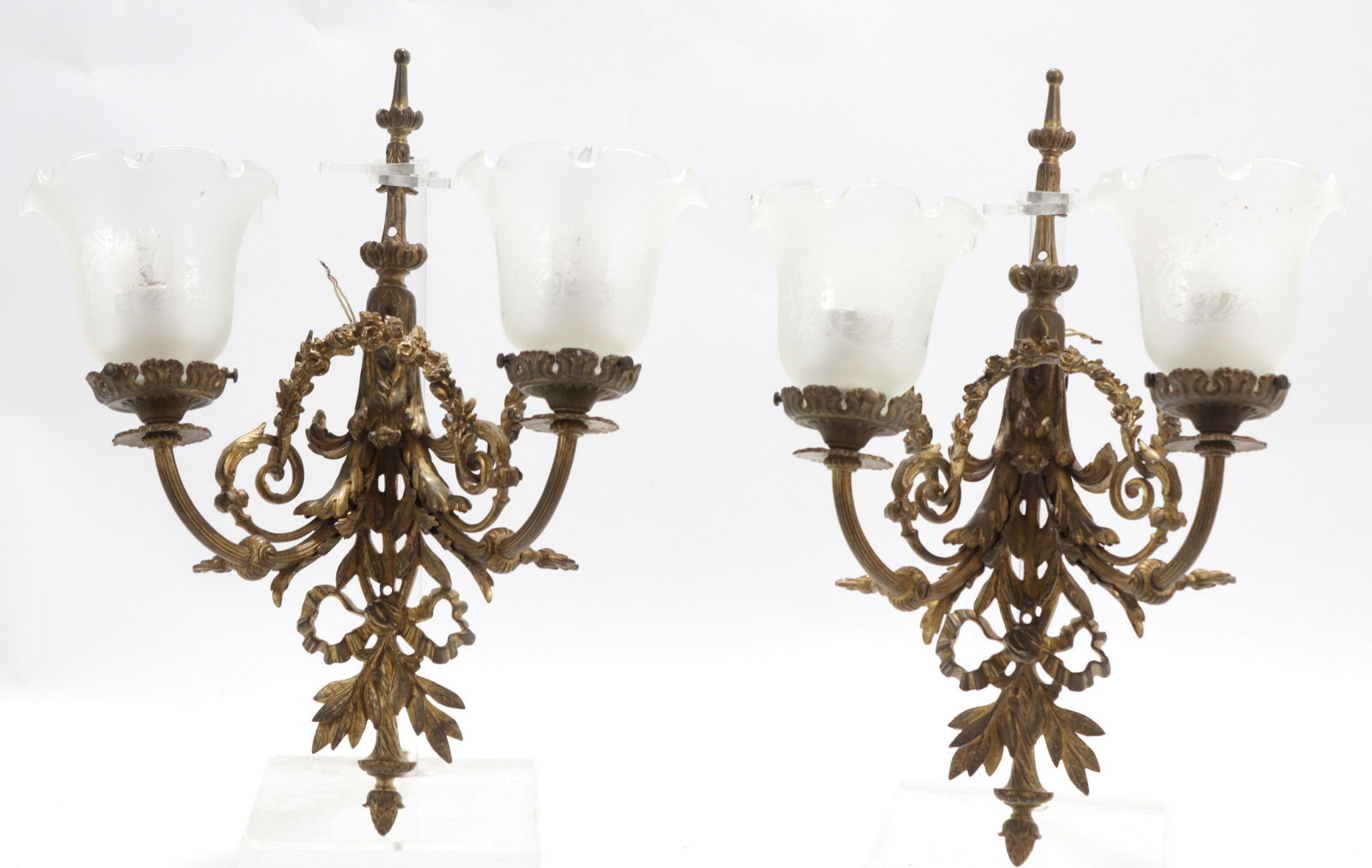Pair Victorian Gilt Metal Wall Sconces (1 of 3)