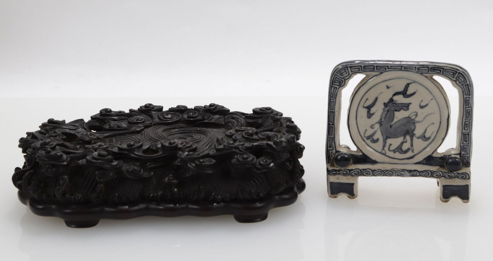 Chinese Carved Wood Stand + Scholars Object (1 of 11)