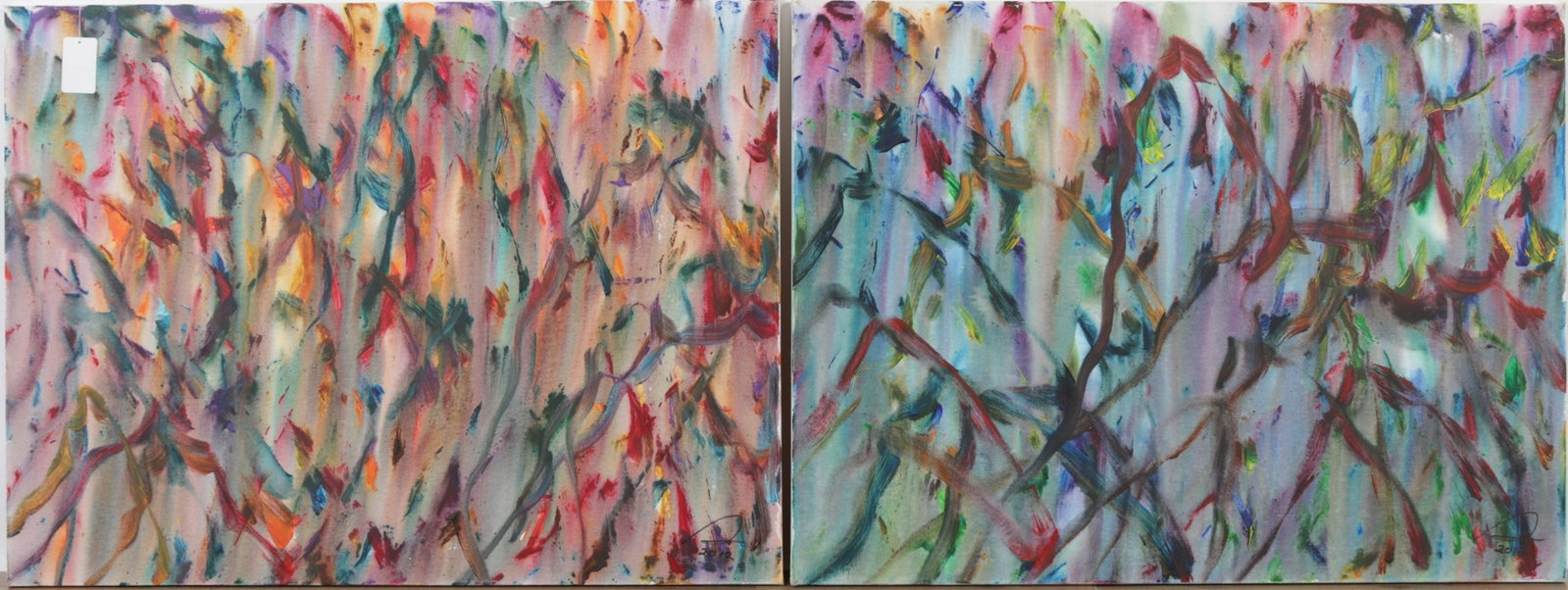 Stanley Lindwasser - Pair of Abstracts: Stanley Lindwasser (American, 1947 - 2020). Pair of Abstracts, acrylic on canvas. # 12 and 22 from Group 5, circa 2012. Signed and dated lower right. Dimensions: 30 x 40" unframed Property from the ar