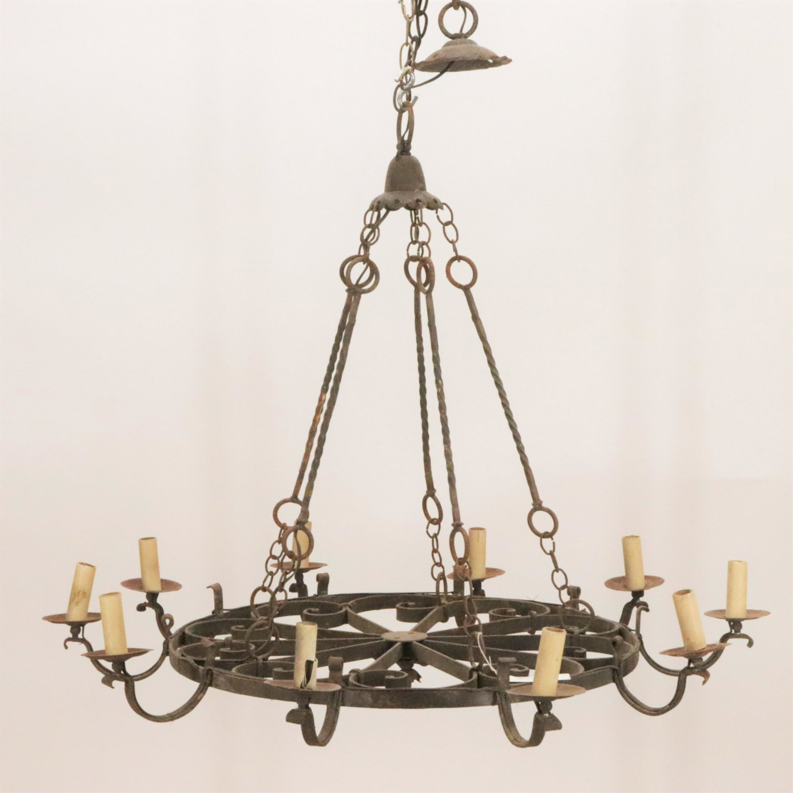 Baroque Style Wrought Iron 10-Light Chandelier: Baroque Style Wrought Iron 10-Light Chandelier Dimensions: 40 1/2" H x 34" Dia. Property from the home of a sucessful Sotheby's Realtor, Apline, NJ (MLEN157)(MS)