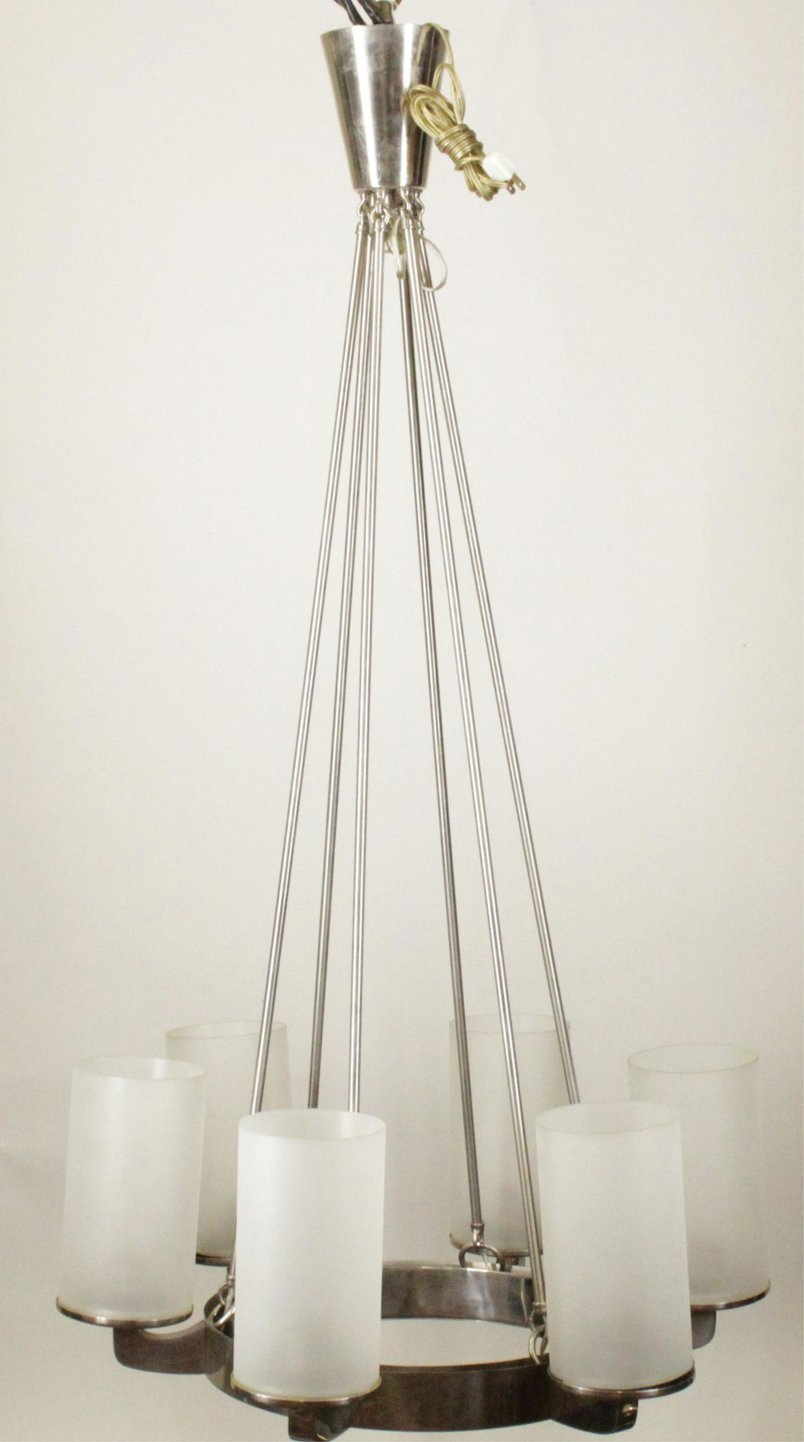 Modernist Nickel Plated Chandelier, c. 1940 (1 of 7)