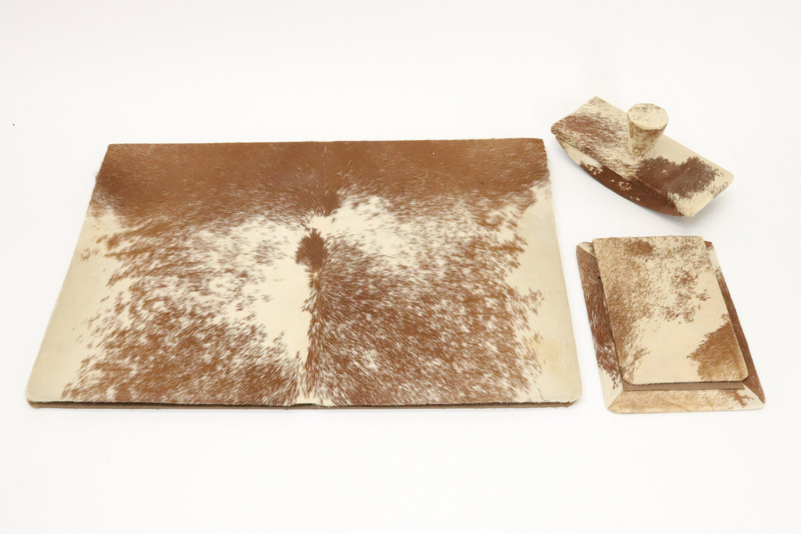 Pony Skin Desk Set: Pony Skin Desk Set, including folio, blotter and notepad coverNote; this lot is being reoffered due to nonpaying bidder BRuce Loyer of Sheridan, WY. Dimensions: Property from the Estate of an Importan