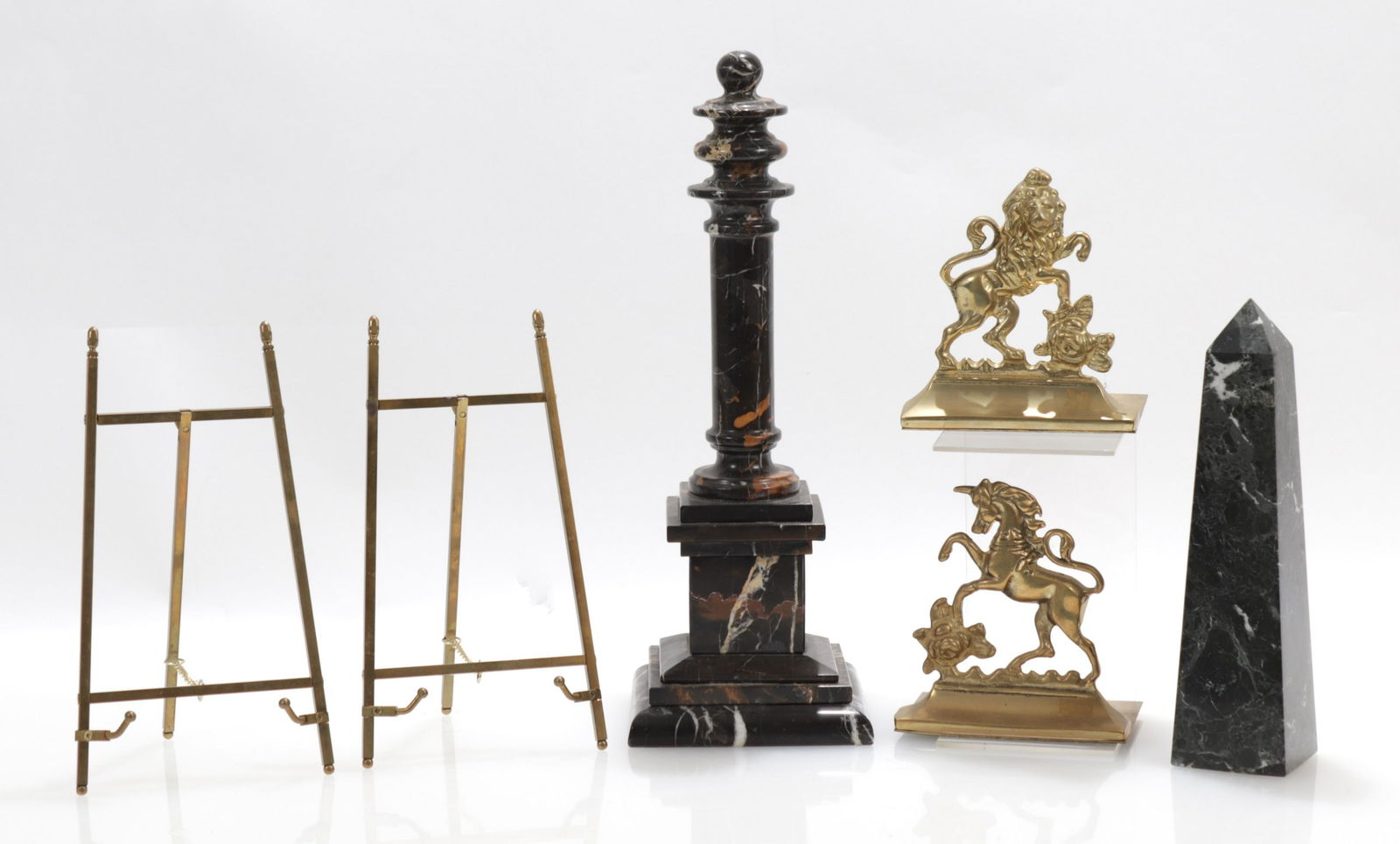 Marble Obelisk, Column, Brass Bookends (1 of 4)