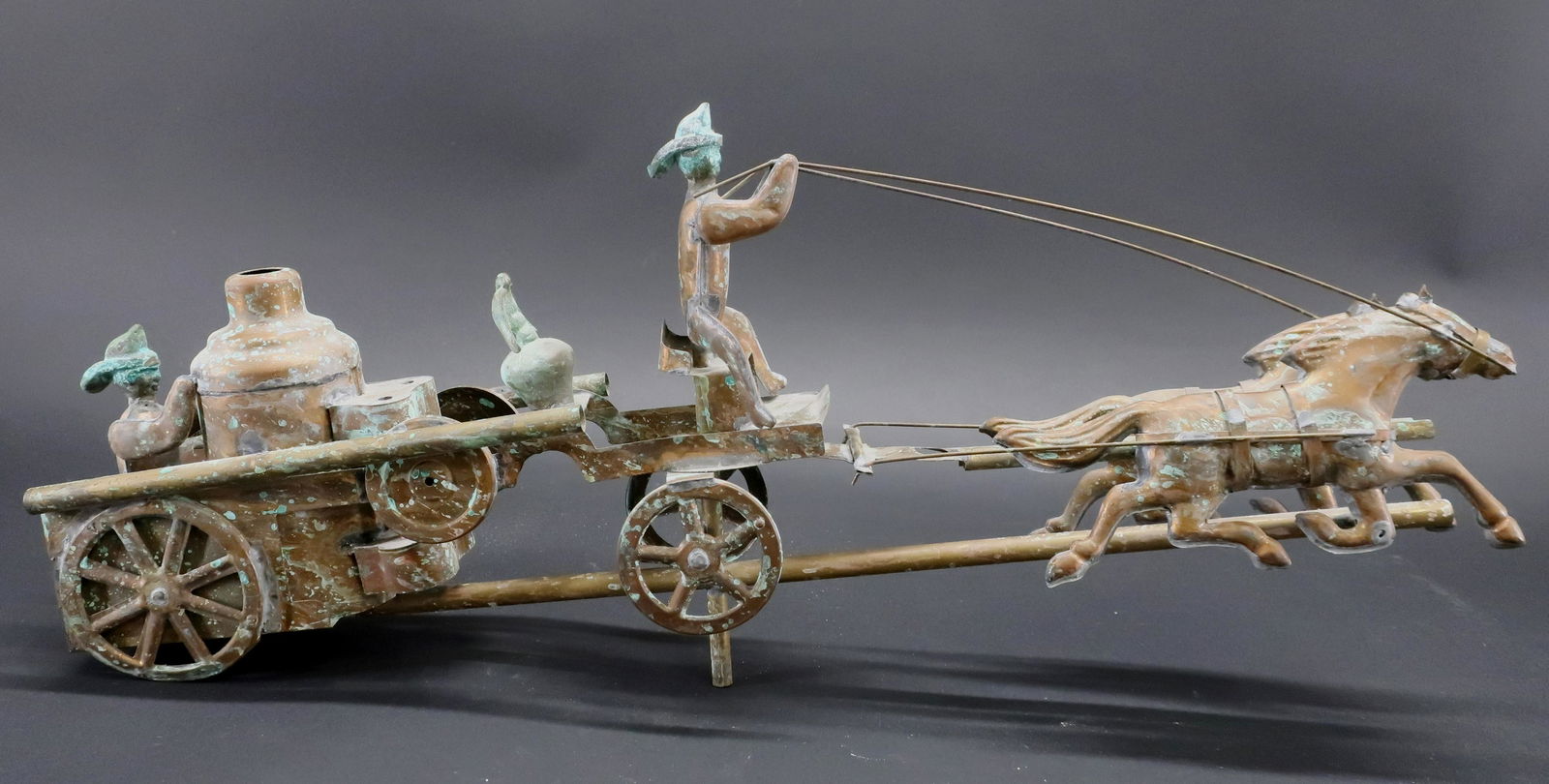 Copper Fire Pumper Double Horse Weathervane (1 of 6)