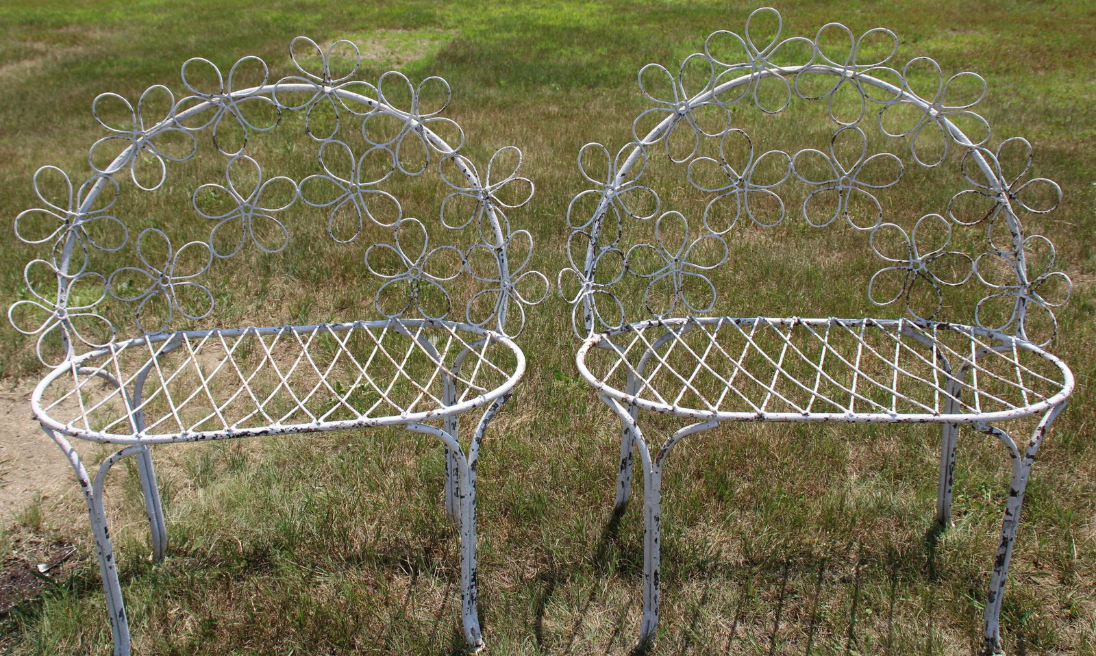 Pair of Vintage Daisy Form Metal Chairs (1 of 3)