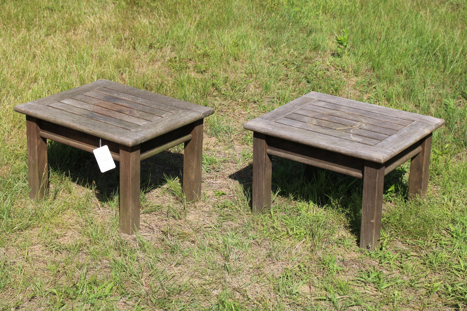 Pair Teak Garden Side Tables (1 of 4)
