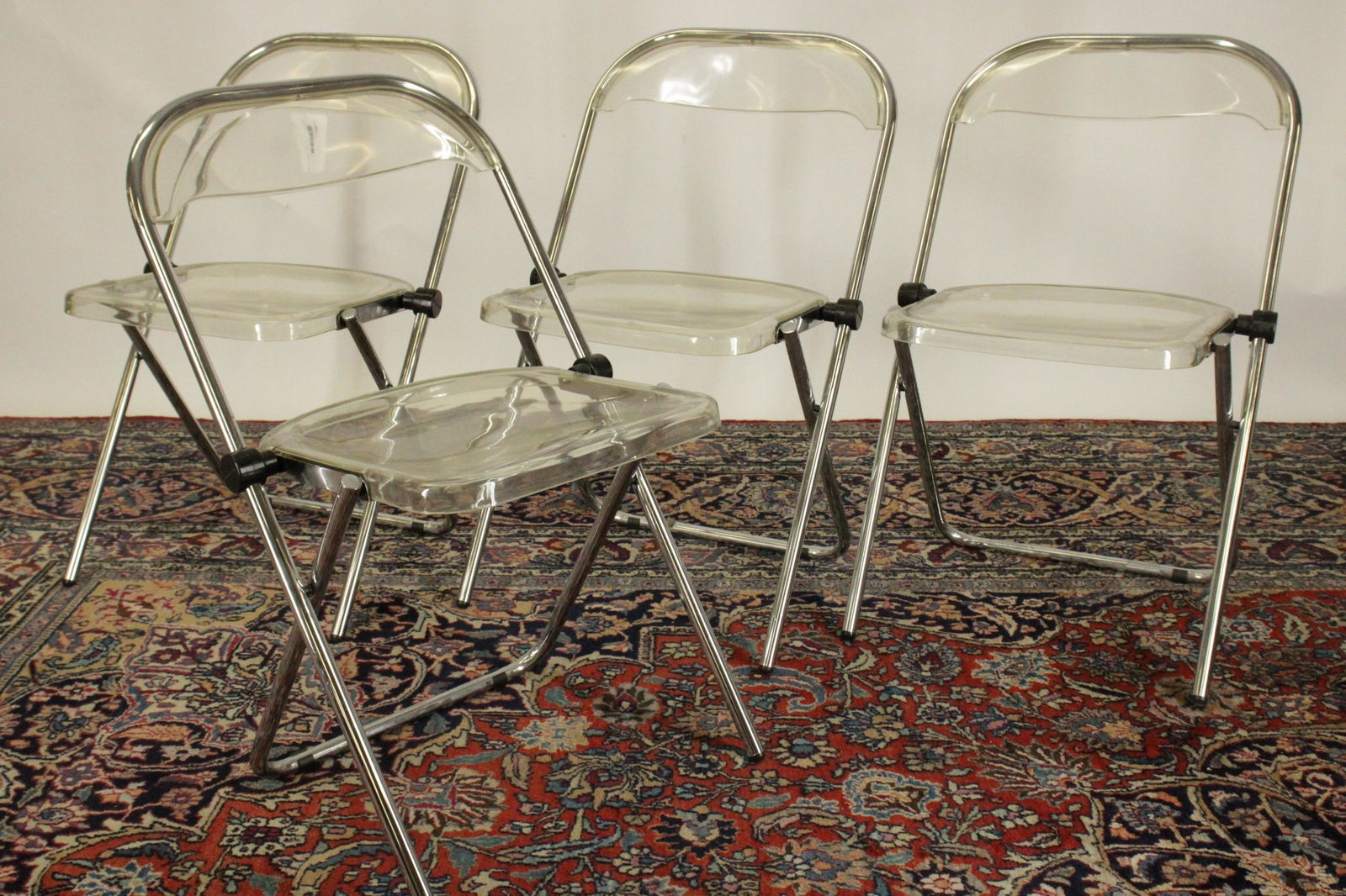 Set of 4 Kartell Style Chrome & Lucite Chairs (1 of 6)