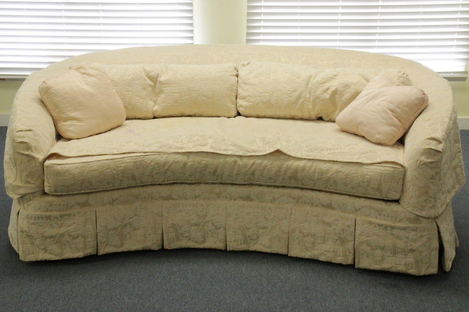 Chinoiserie Patterned Kidney Shaped Sofa (1 of 8)