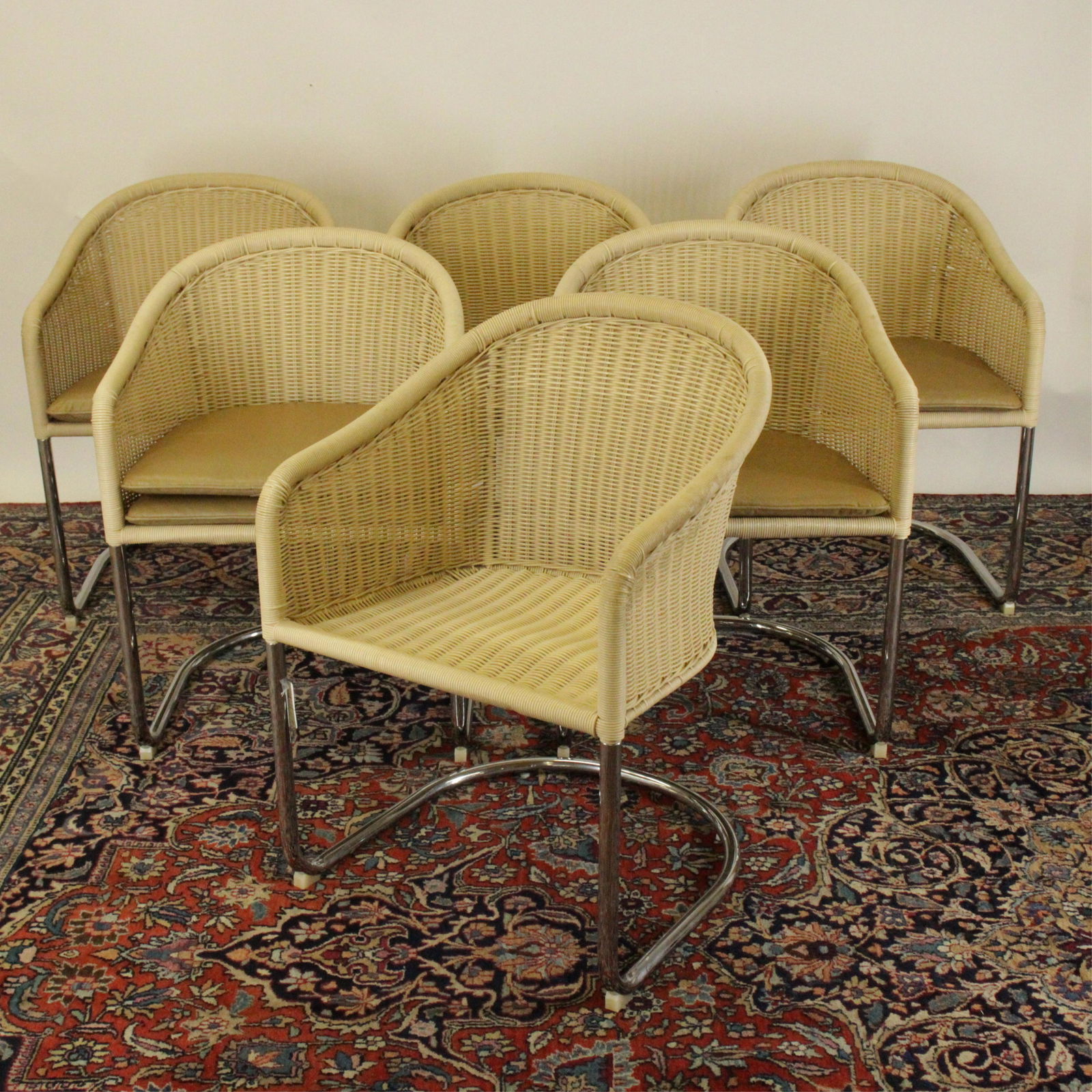 Set of 6 Chrome & Plastic Wicker Tub Chairs (1 of 6)