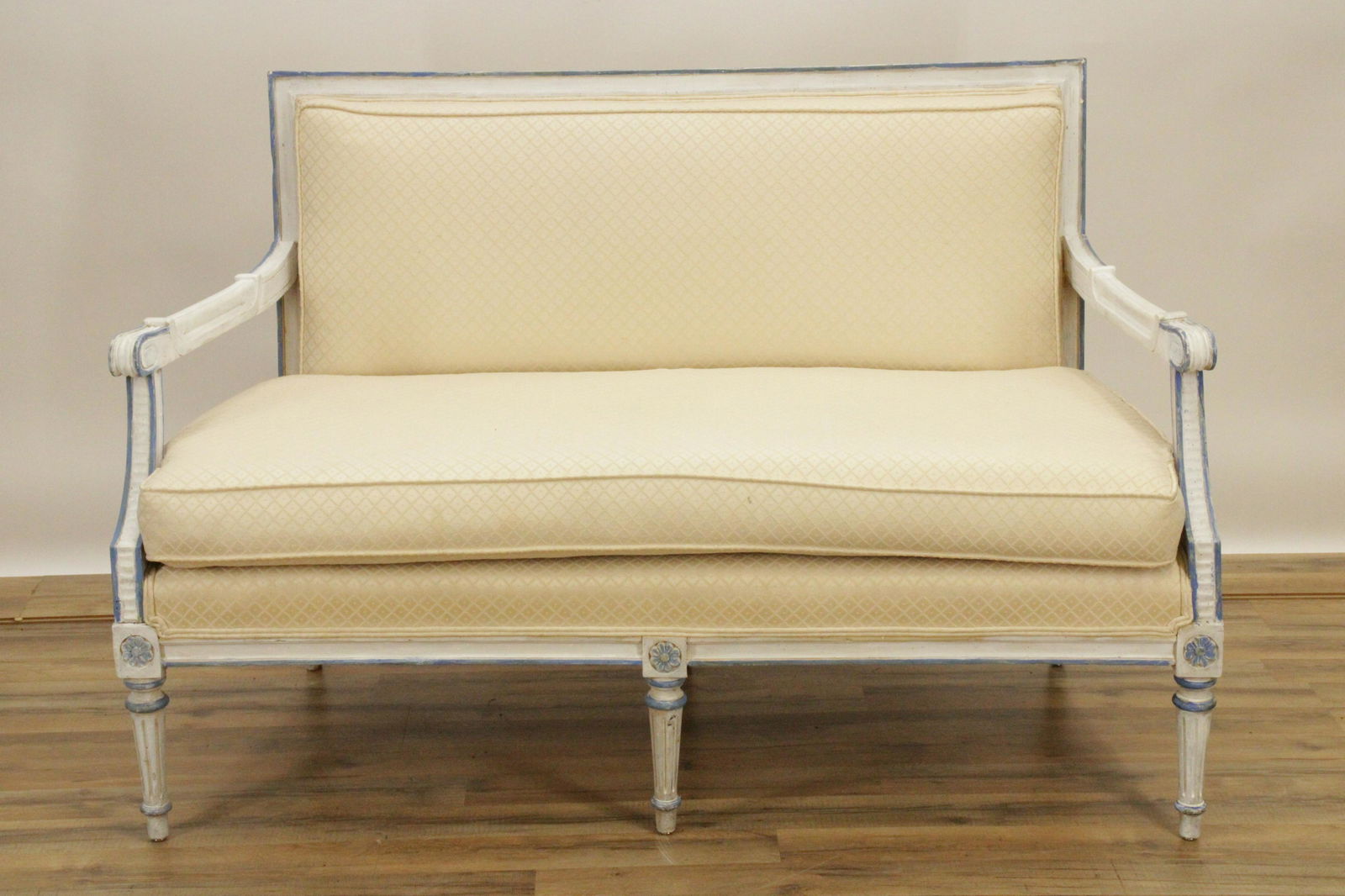 Louis XVI Style White Painted Settee (1 of 5)