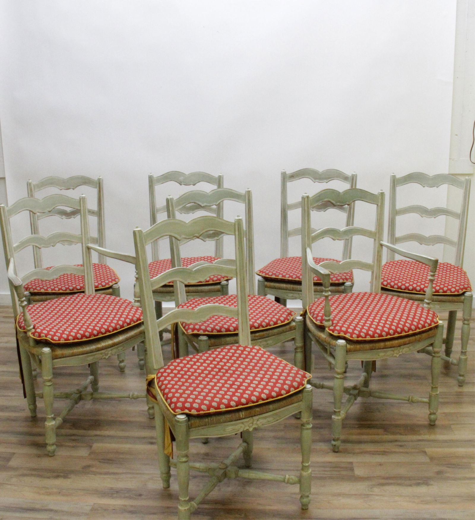 8 French Provincial Green Painted Dining Chairs (1 of 6)