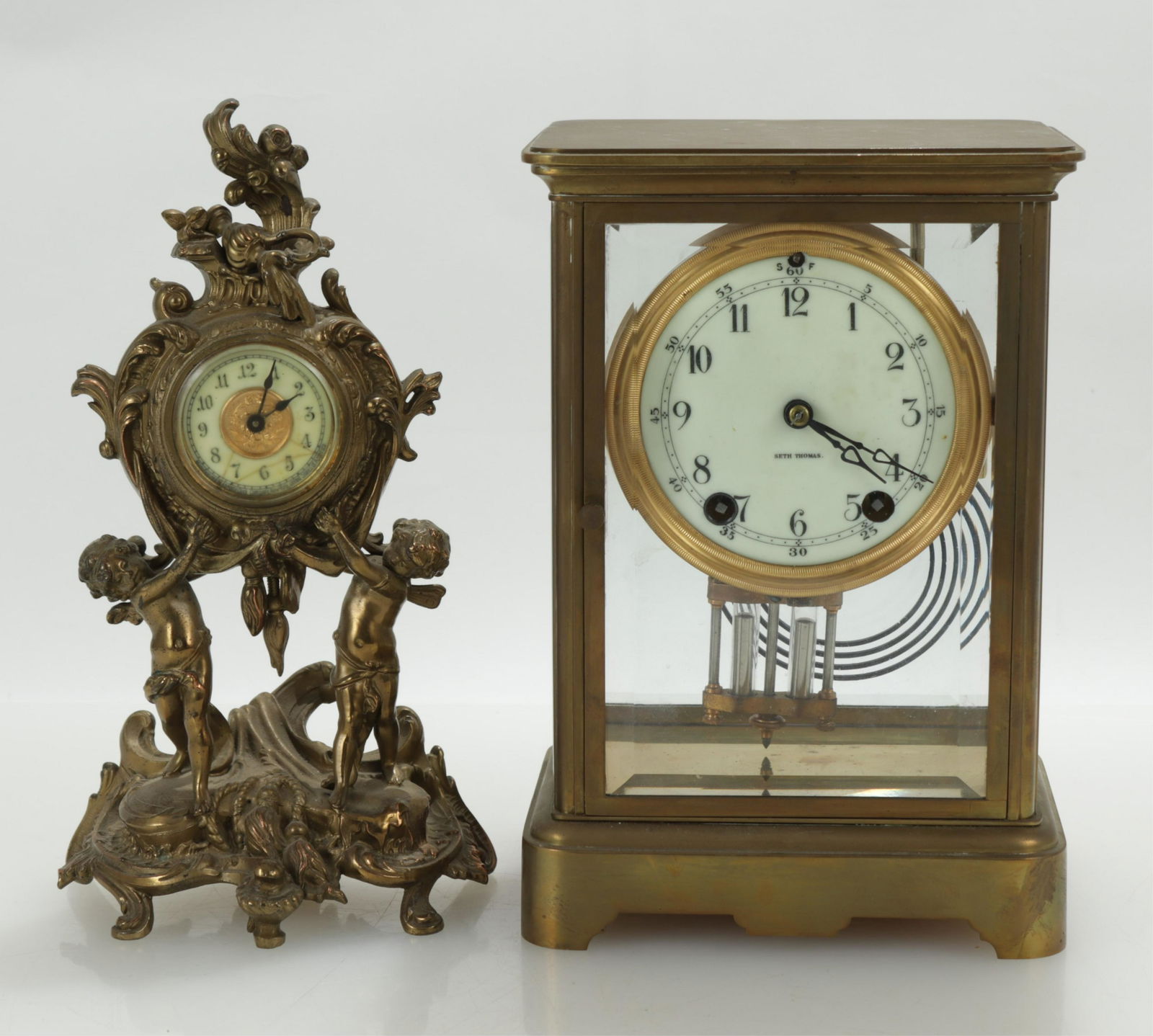 Seth Thomas Brass Clock & Figural Clock (1 of 6)
