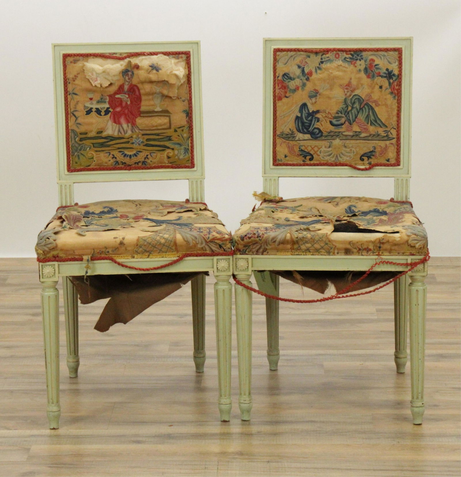 Pr Louis XVI Style Chairs, 18th/19th C Embroidery (1 of 5)