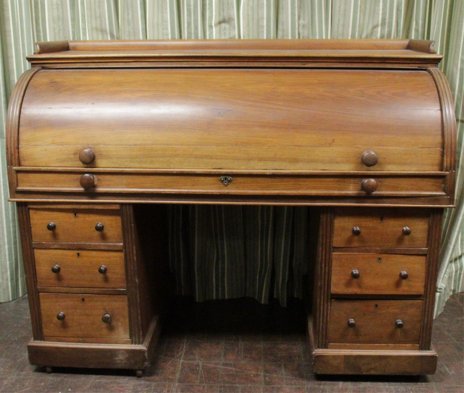 Antique English Mahogany Roll Top Desk (1 of 8)