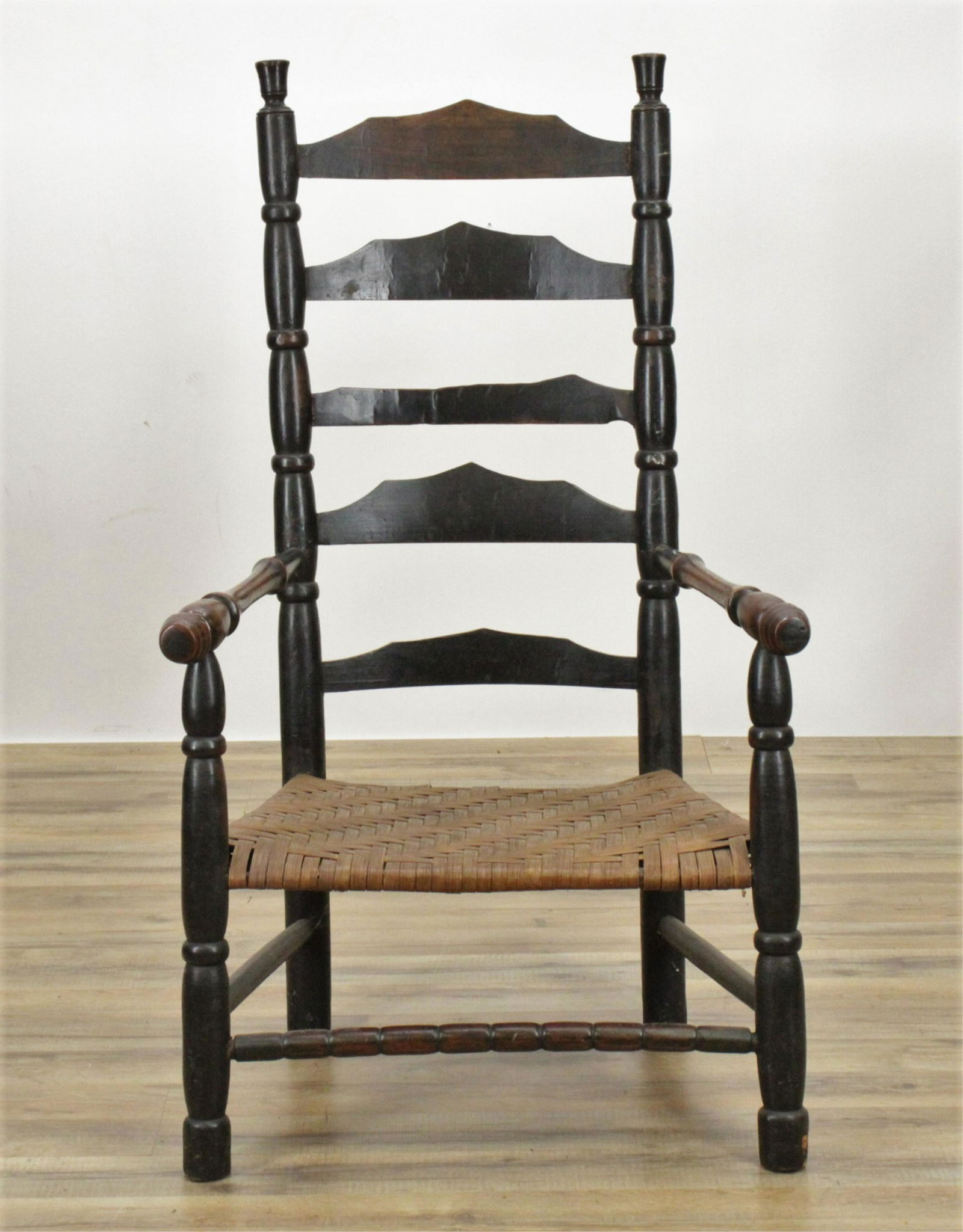 American Black Stained Cherry Armchair, 19th C. (1 of 7)