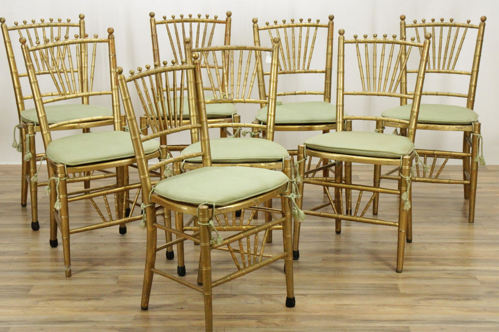 Set of 8 Giltwood Faux Bamboo Ballroom Chairs (1 of 6)