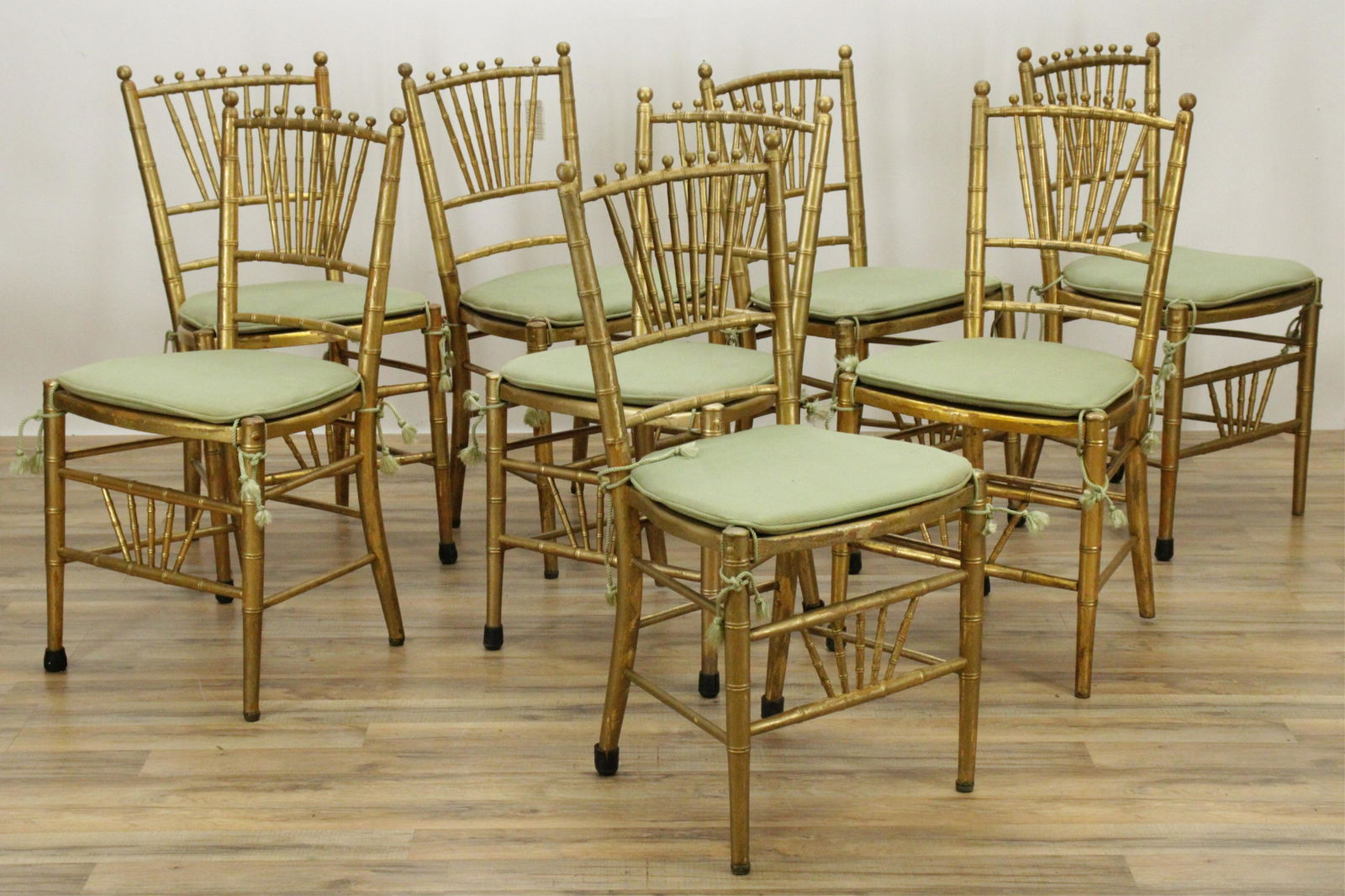 Set of 8 Giltwood Faux Bamboo Ballroom Chairs (1 of 6)