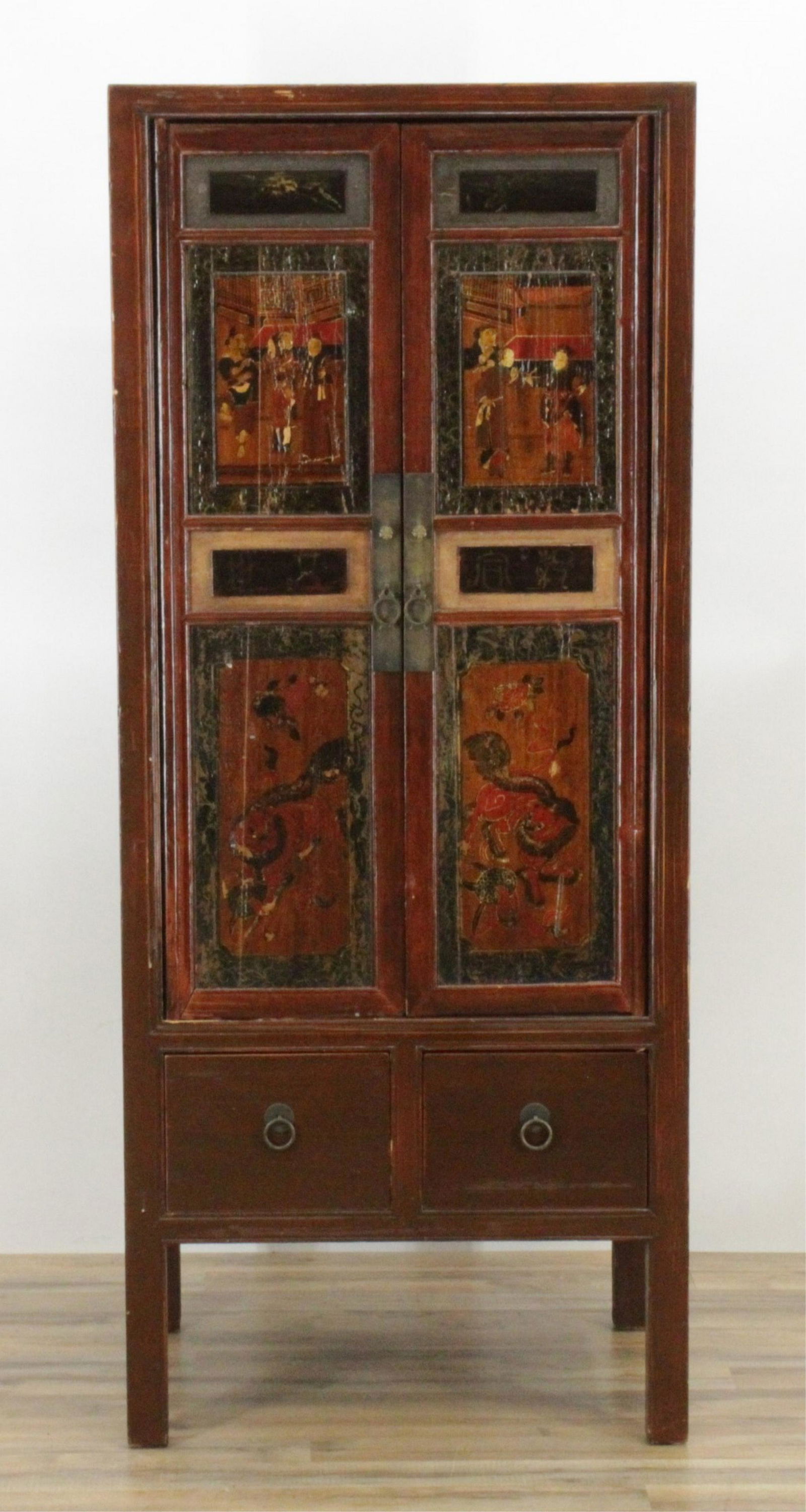 Chinese Painted Hardwood Armoire (1 of 8)