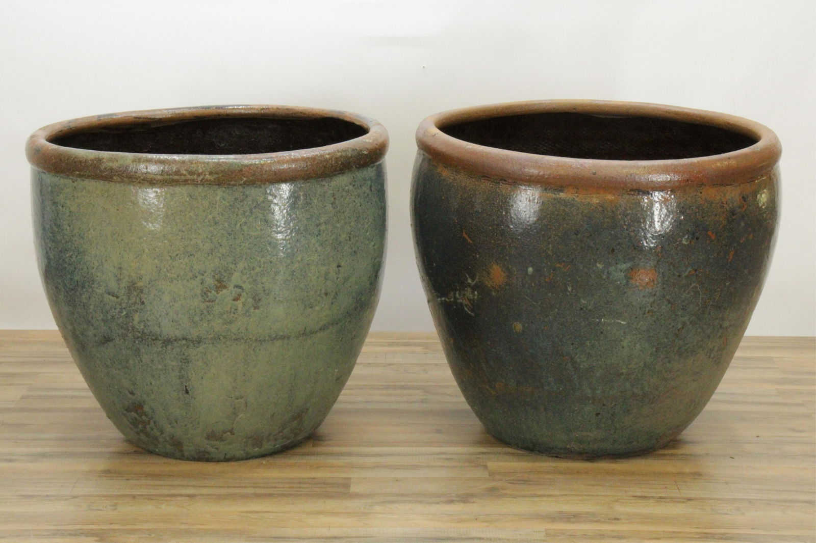 Pair of Large French Glazed Terra Cotta Planters (1 of 10)