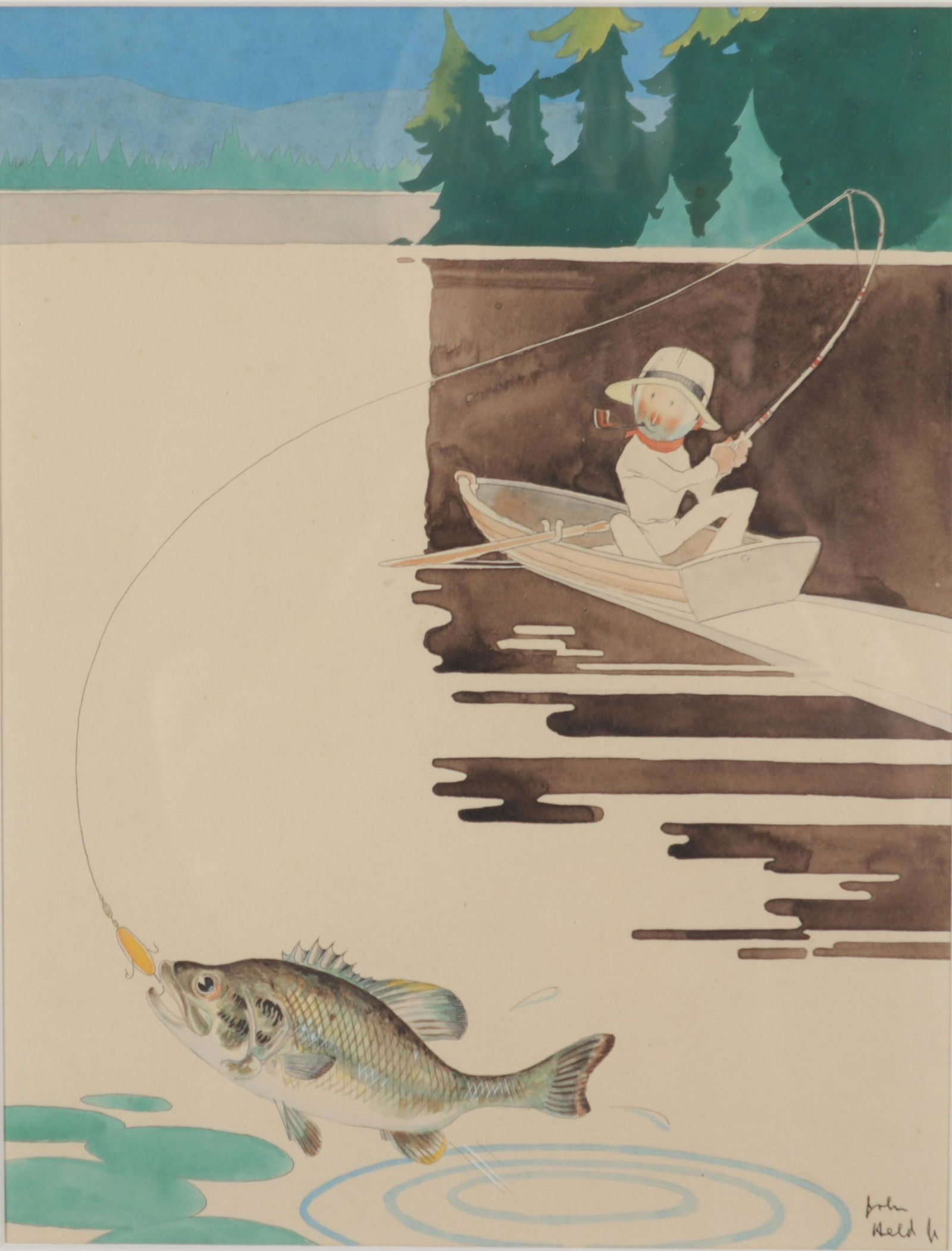 John Held Jr. - Fisherman, Watercolor (1 of 7)