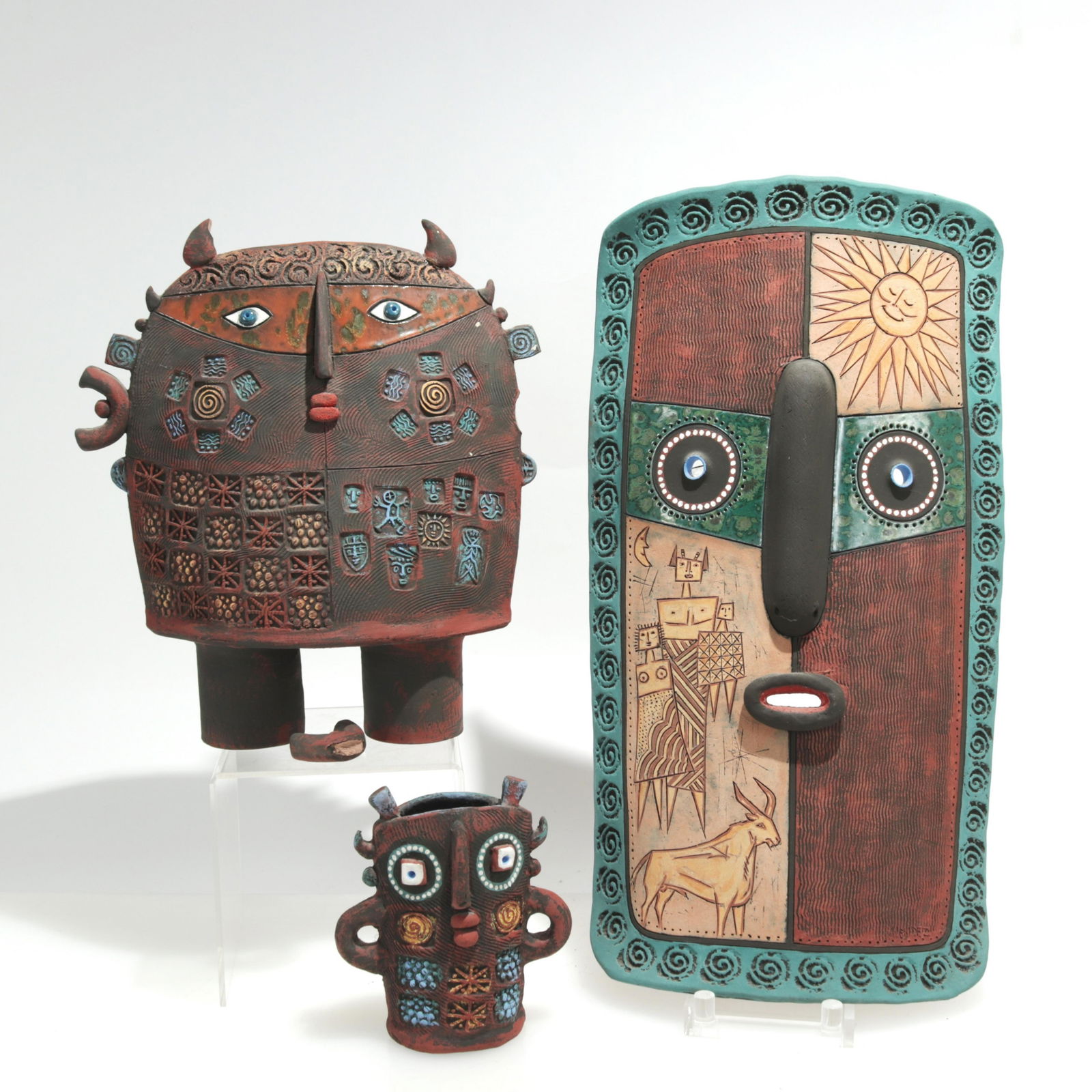 Louis Mendez Ceramic Mask & Two Figures (1 of 6)
