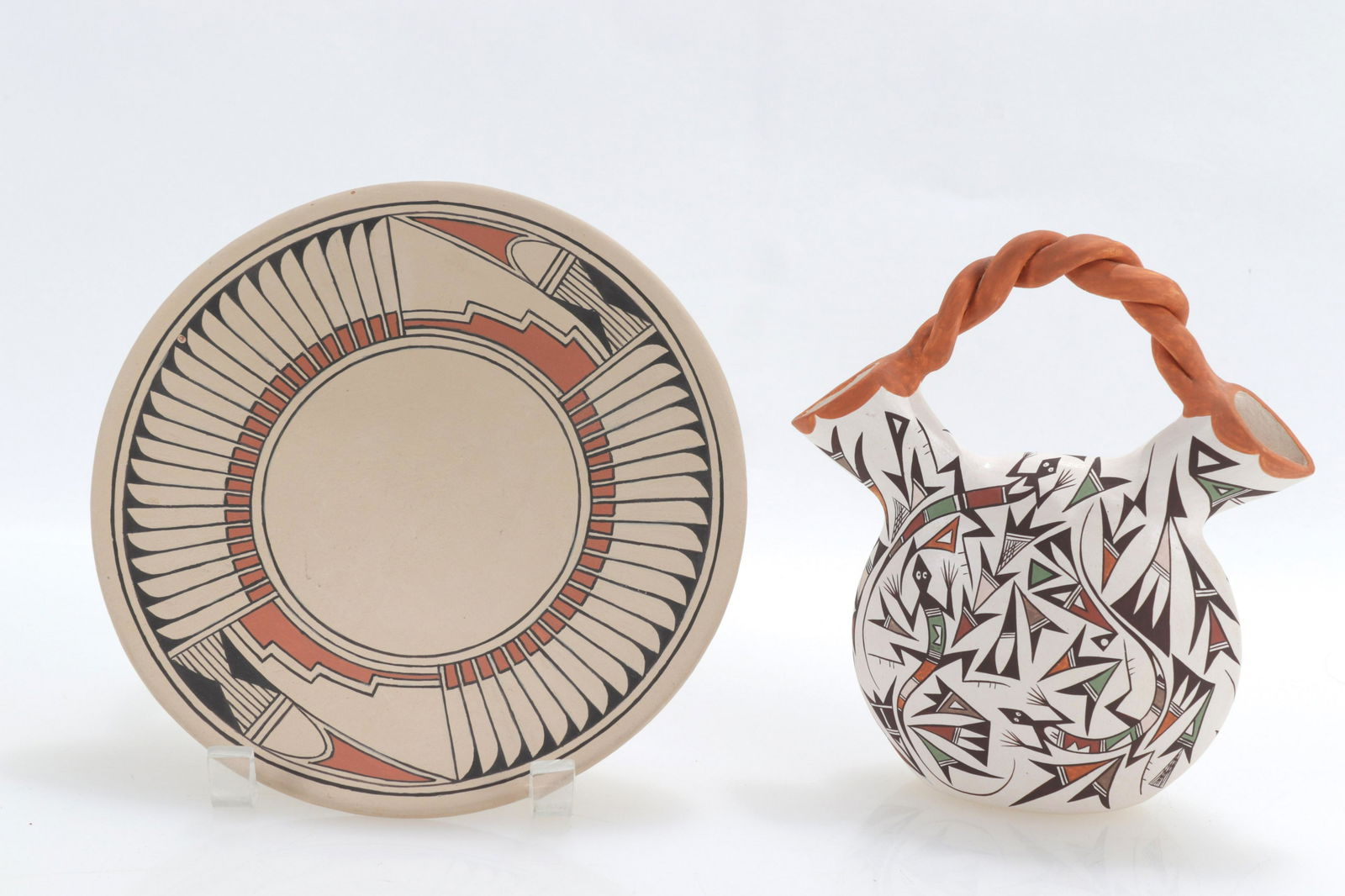 Acoma & San Ildefonso Polychrome Pottery (1 of 4)