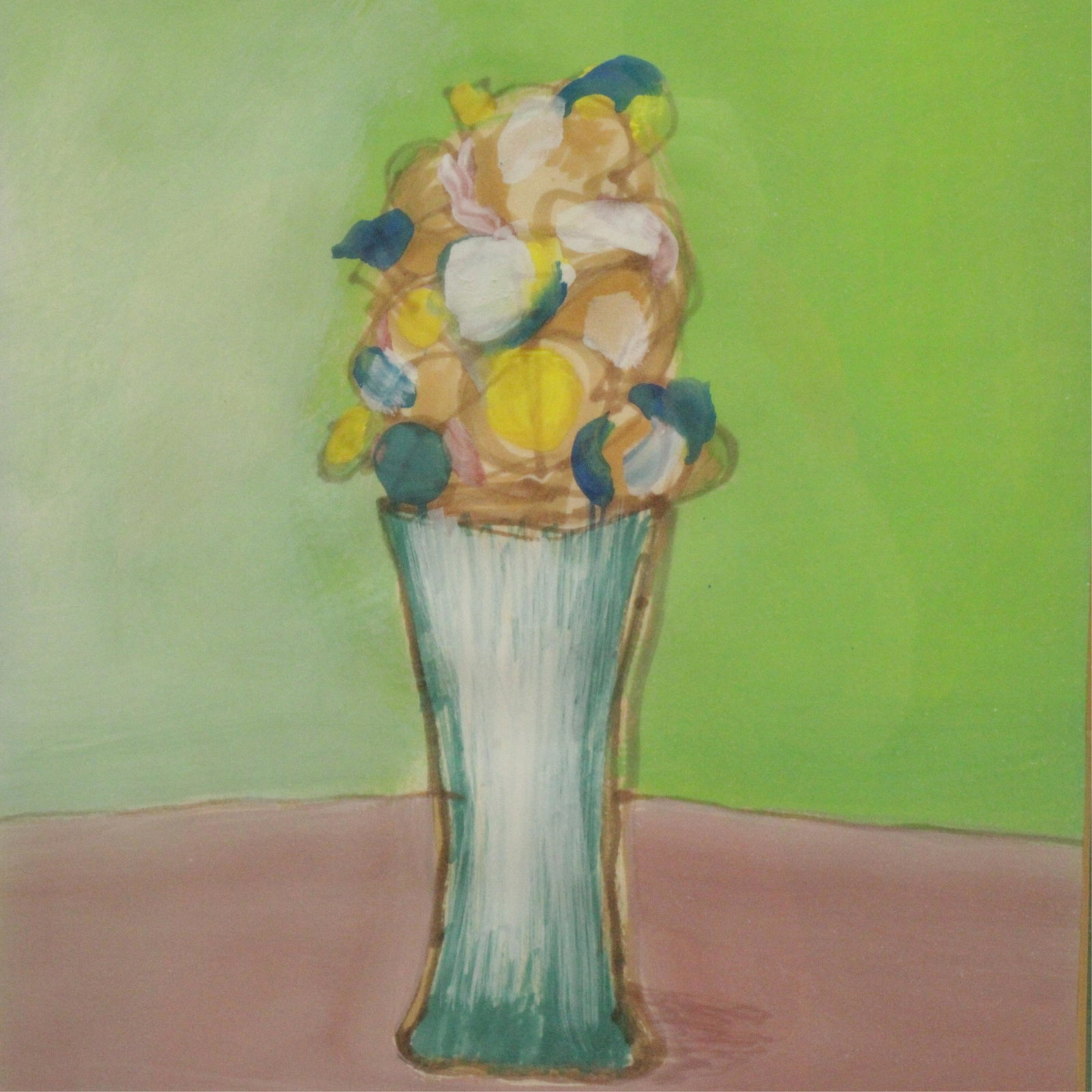 Giuseppe Napoli Still Life Vase With Flowers: Acrylic on paper. Signed and dated (1962) UR. Matted, framed. Dimensions: 16.75" x 11 framed 21 x 15 (VELI168)(JP)