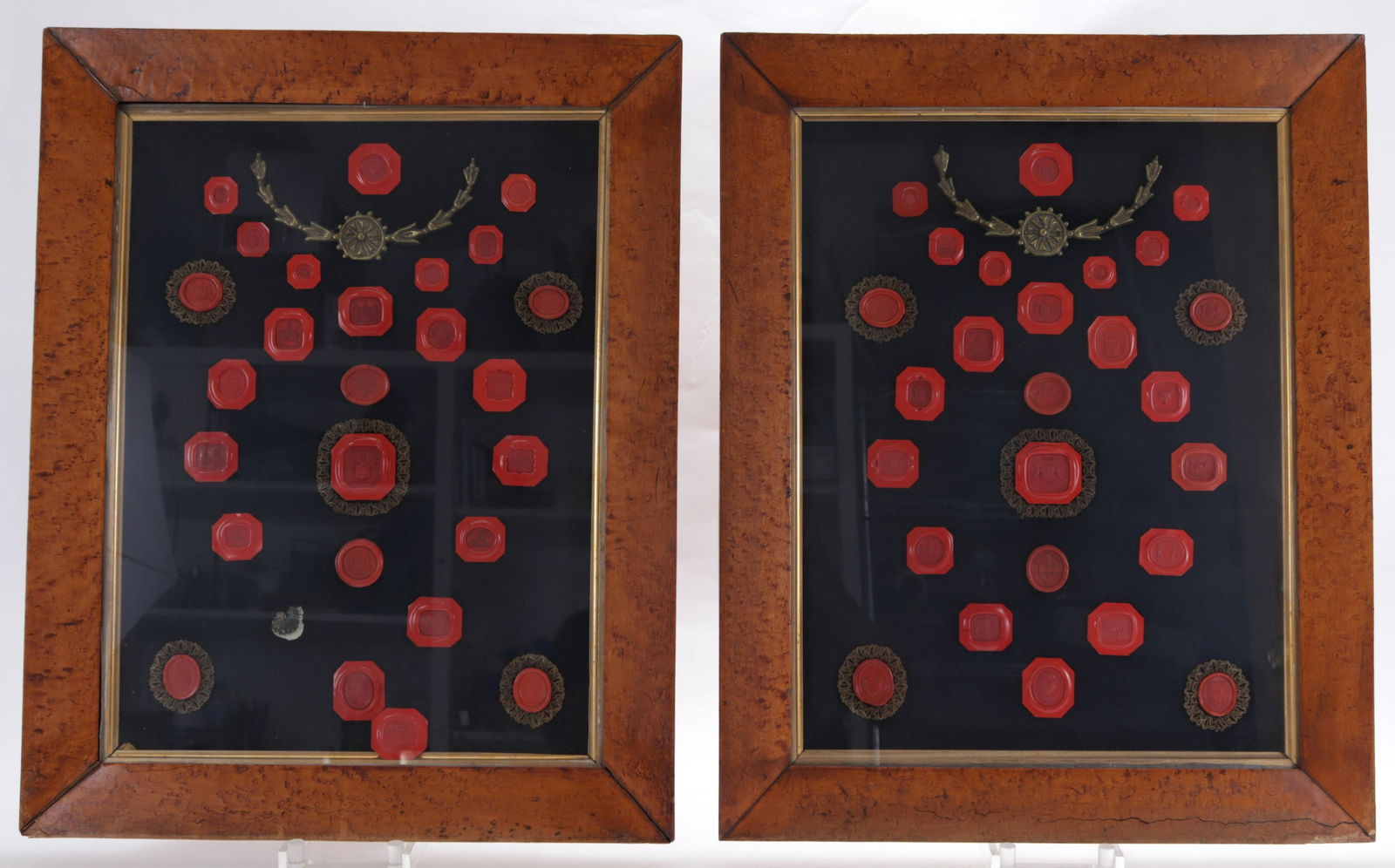 Pair of Framed Continental Wax Seals, 19th C. (1 of 10)