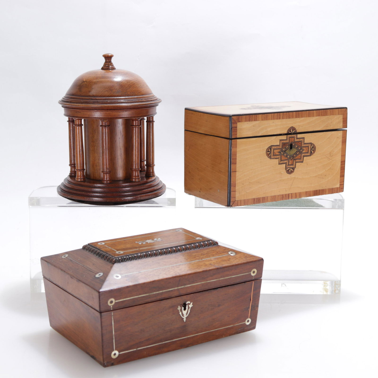 Antique and Rotunda Form Tea Caddies; Table Box (1 of 11)