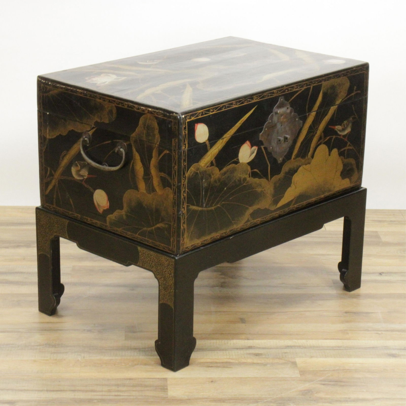 Chinese Lacquer and Paint Decorated  Box on stand (1 of 5)