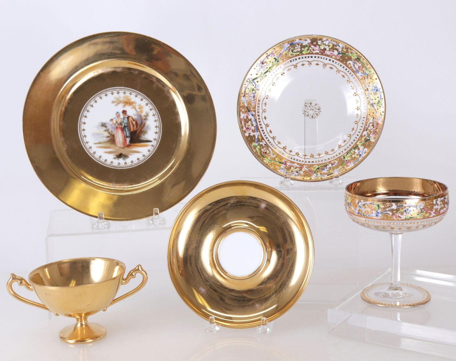 Dresden Luncheon Set; Enamelled Glass (1 of 20)