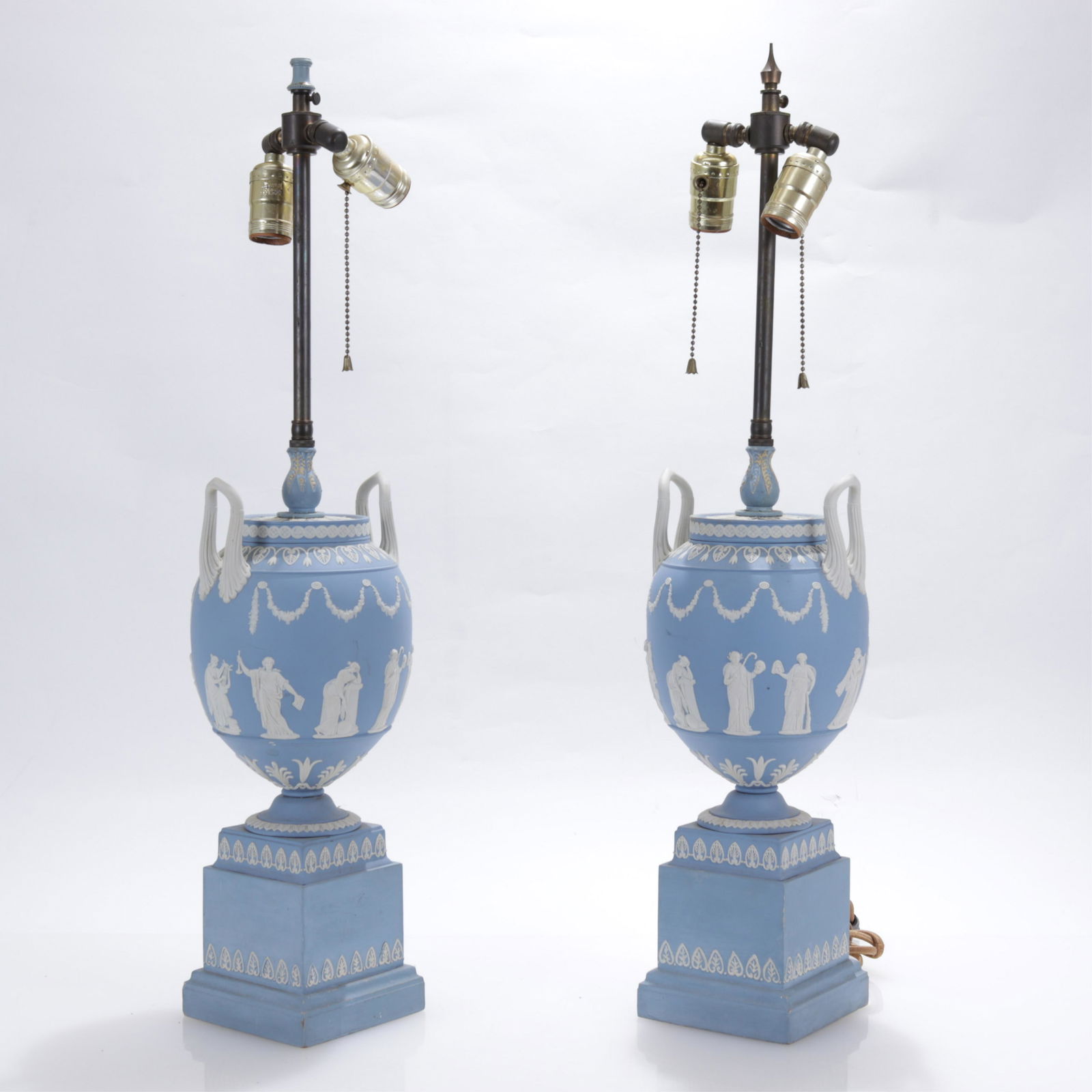 Pair of Wedgwood Jasperware Urns as Lamps (1 of 6)
