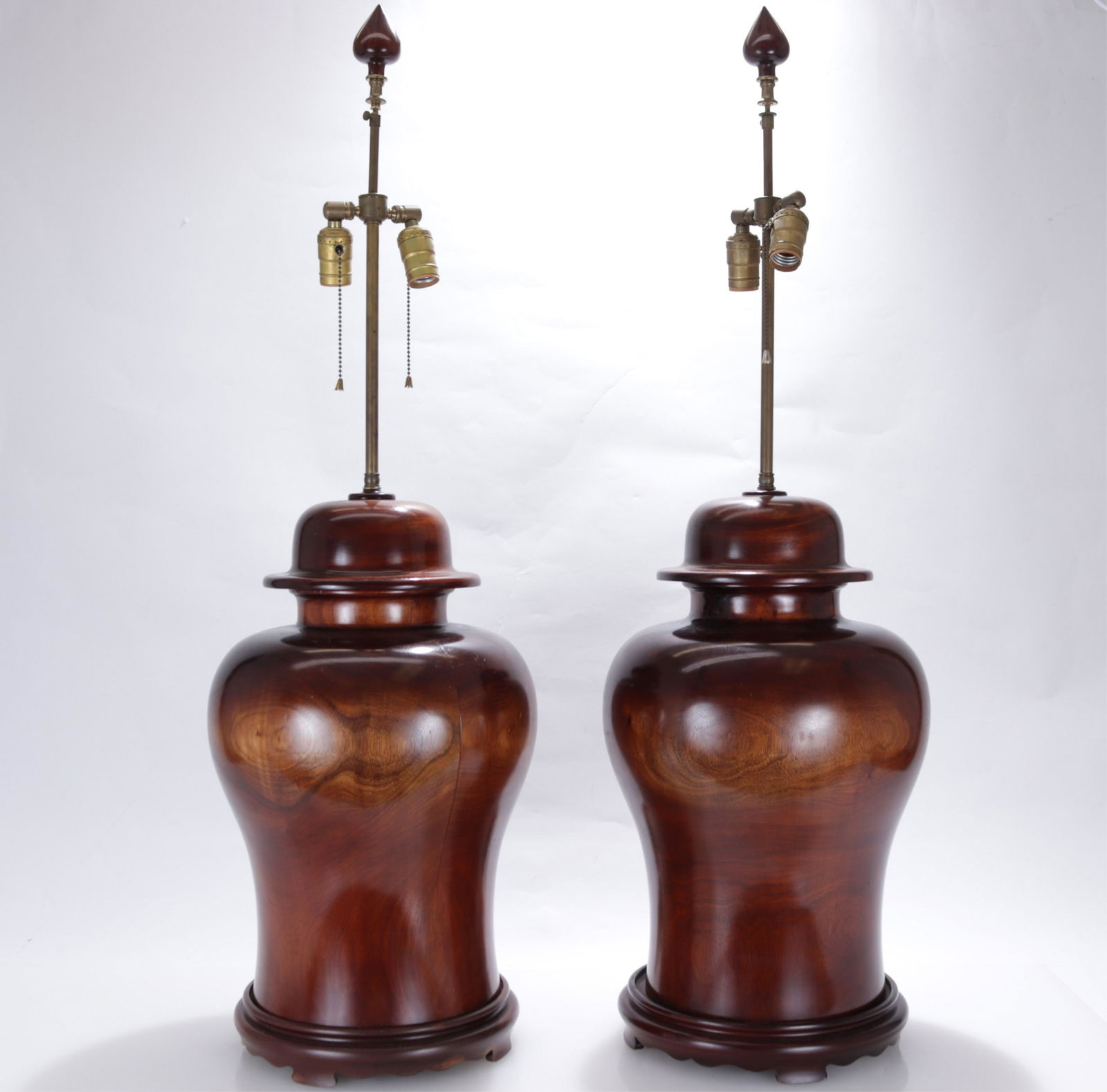 Pr Contemporary Ginger Jar Form Mahogany Lamps (1 of 6)