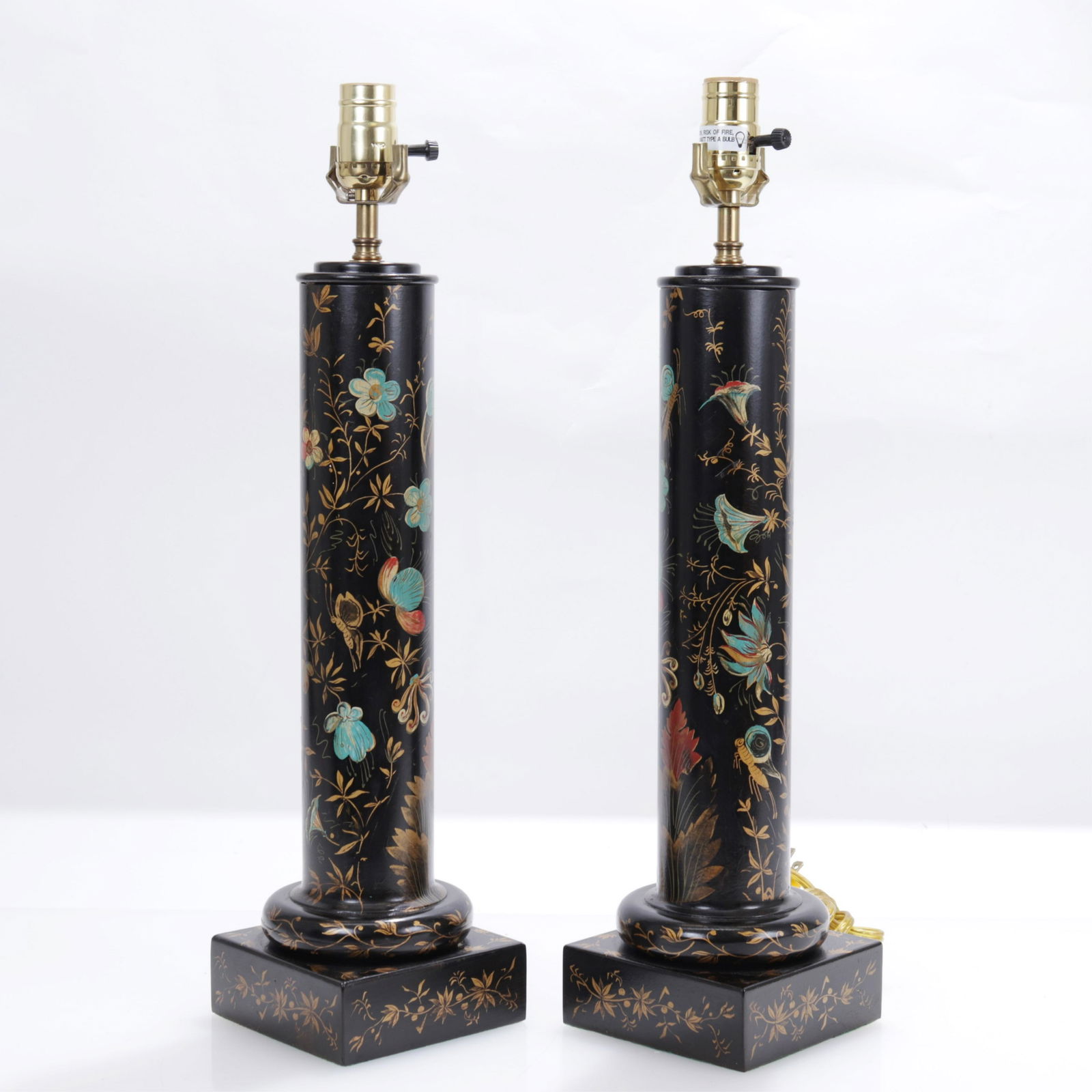 Pair Polychromed Column Lamps, Vaughan (1 of 6)