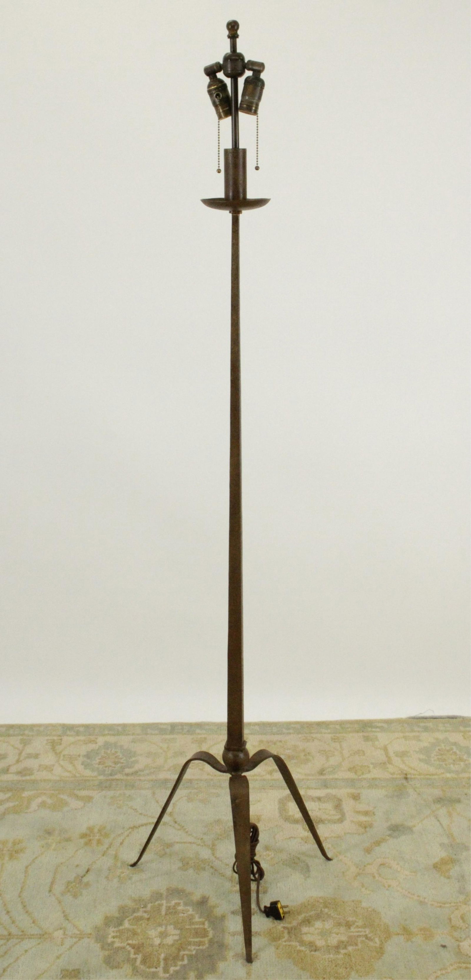 Gold Wash Iron & Fabric Floor Lamp, Jacques Grange (1 of 4)