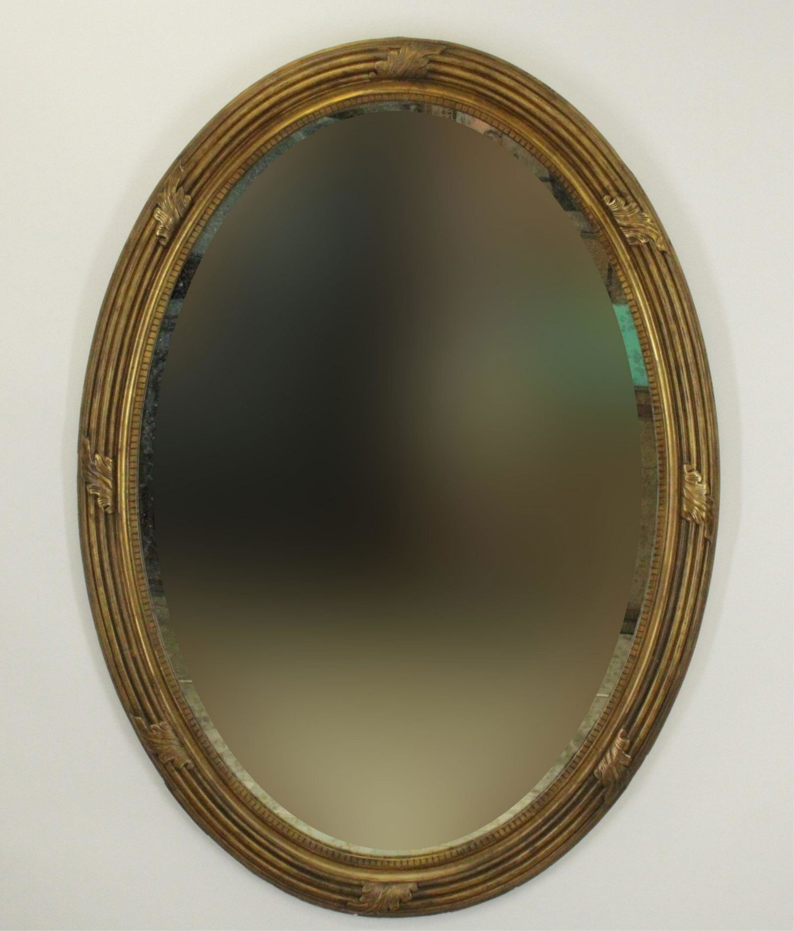 Victorian Oval Oak Carved Gilt Wood Mirror (1 of 5)