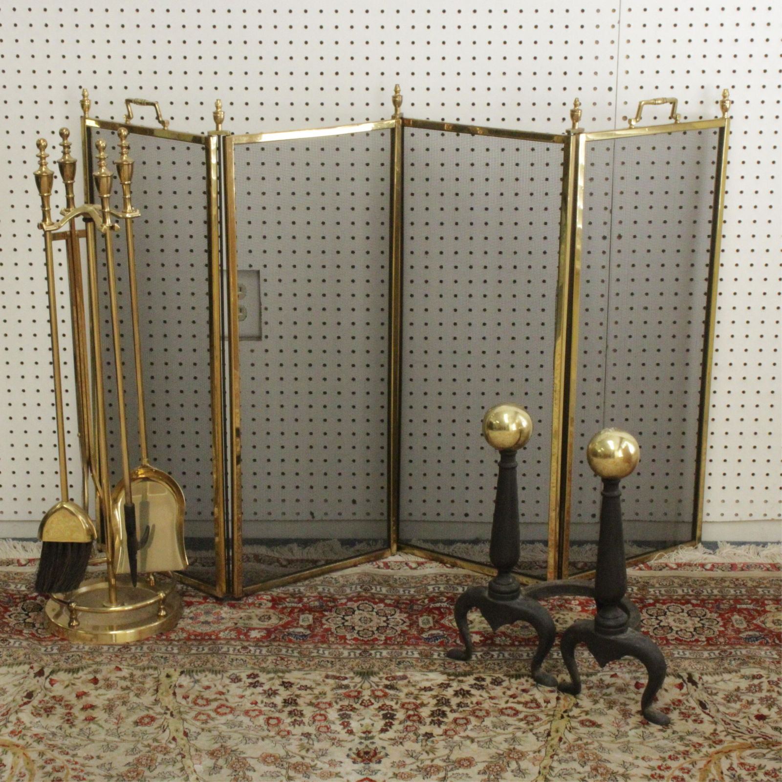 Matched George III Style Brass Fire Tool Set (1 of 4)