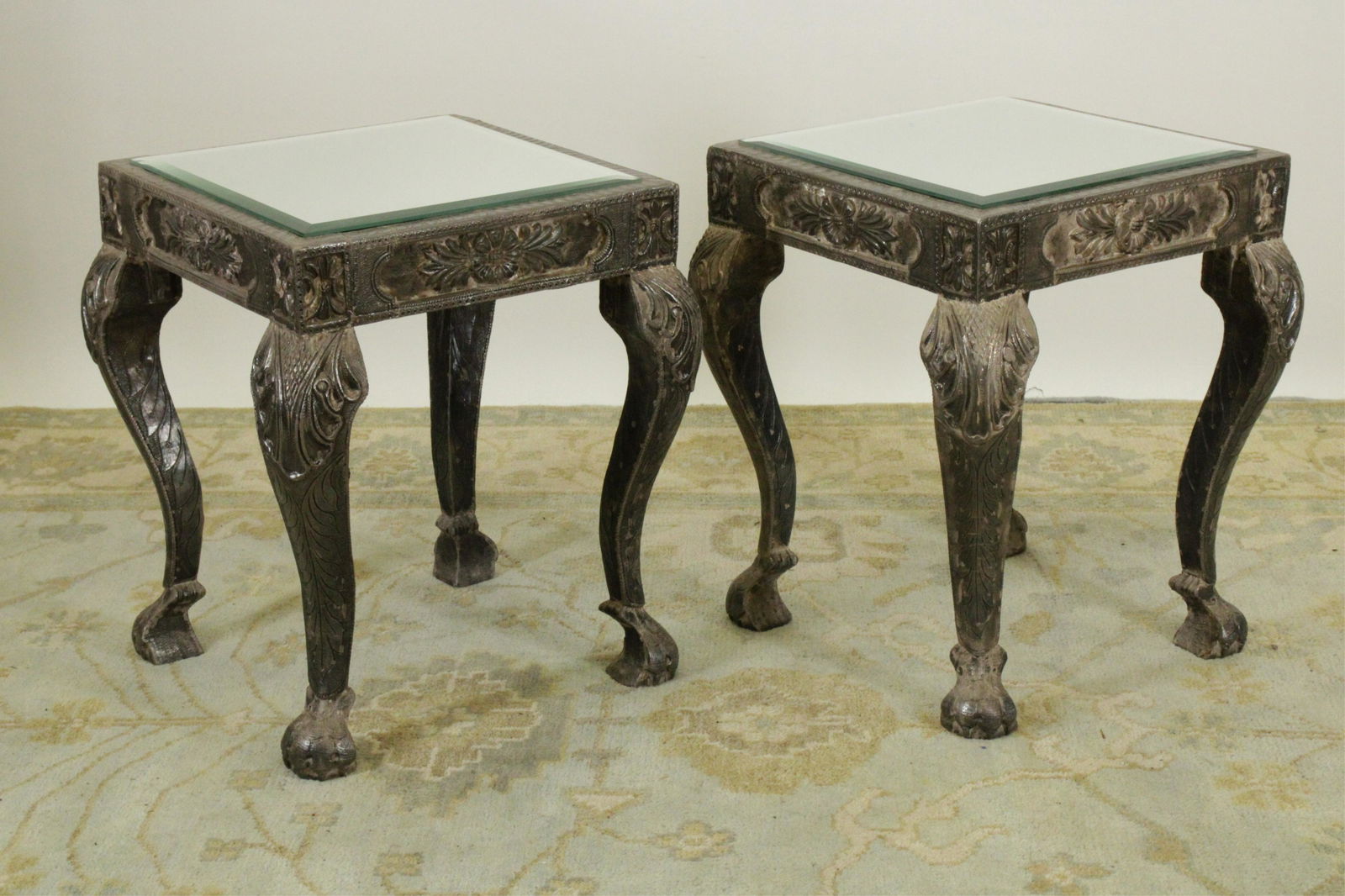 Pr. Rococo Style Metal/Glass Veneered Tables (1 of 5)