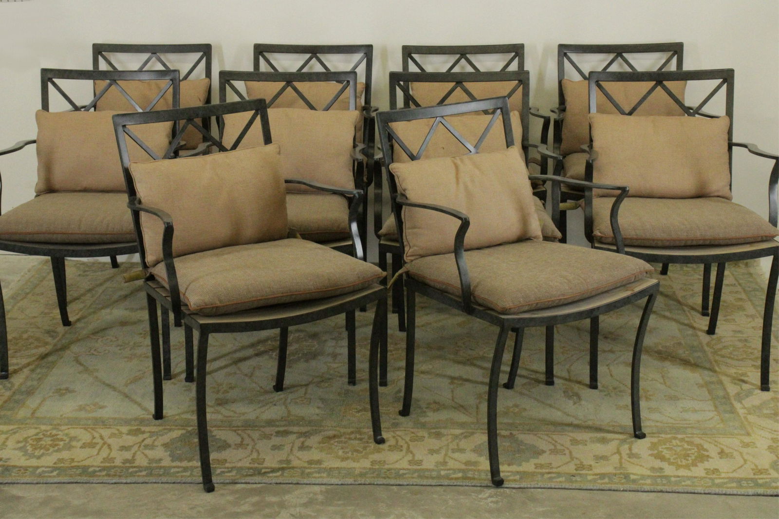 Set of 10 Watson's Metal & Teak Garden Armchairs (1 of 9)