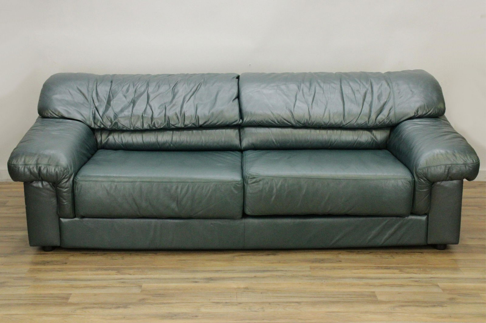 Maurice Villency Blue/Green Leather Sofa (1 of 7)