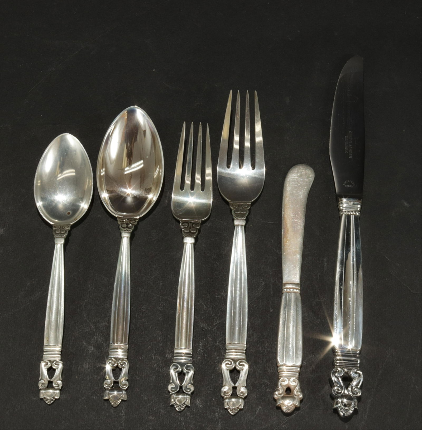 Georg Jensen Acorn Sterling Flatware Service (1 of 12)