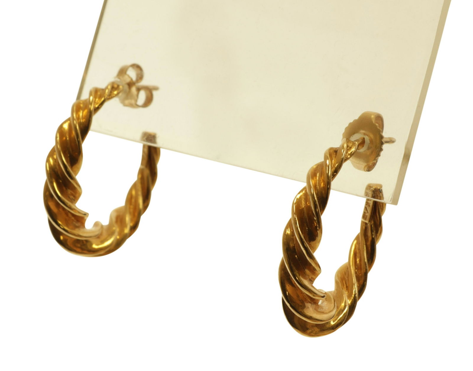 Pair of 14K Yellow Gold Rope Twist Earrings (1 of 2)