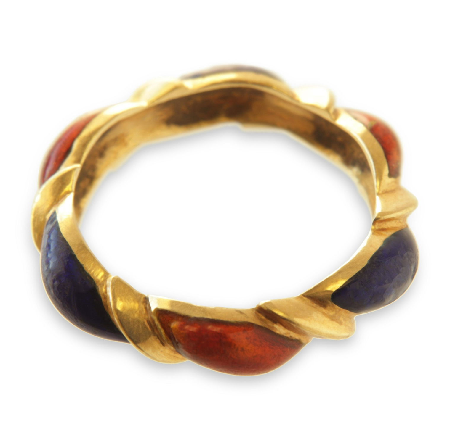 18K Yellow Gold & Enamel Twist Ring (1 of 3)