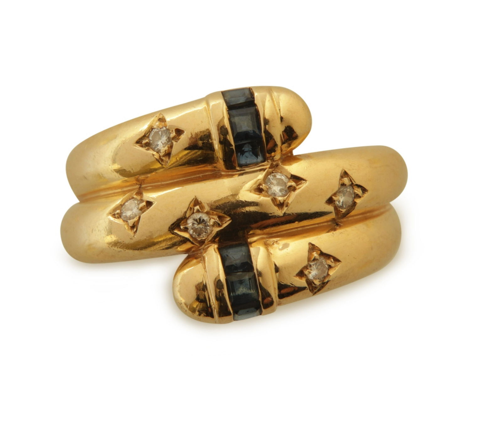 18k, Diamond & Sapphire Wrap Ring (1 of 5)