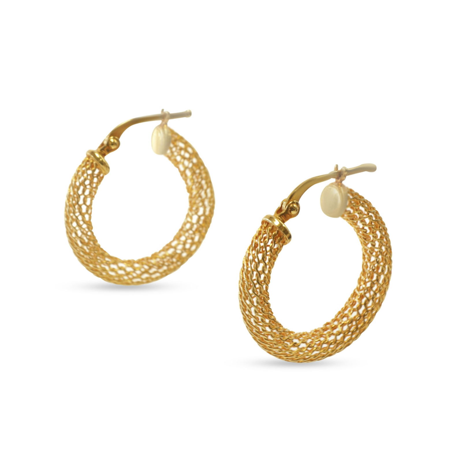 Pair of Italian 14k Gold Mesh Hoop Earrings (1 of 4)