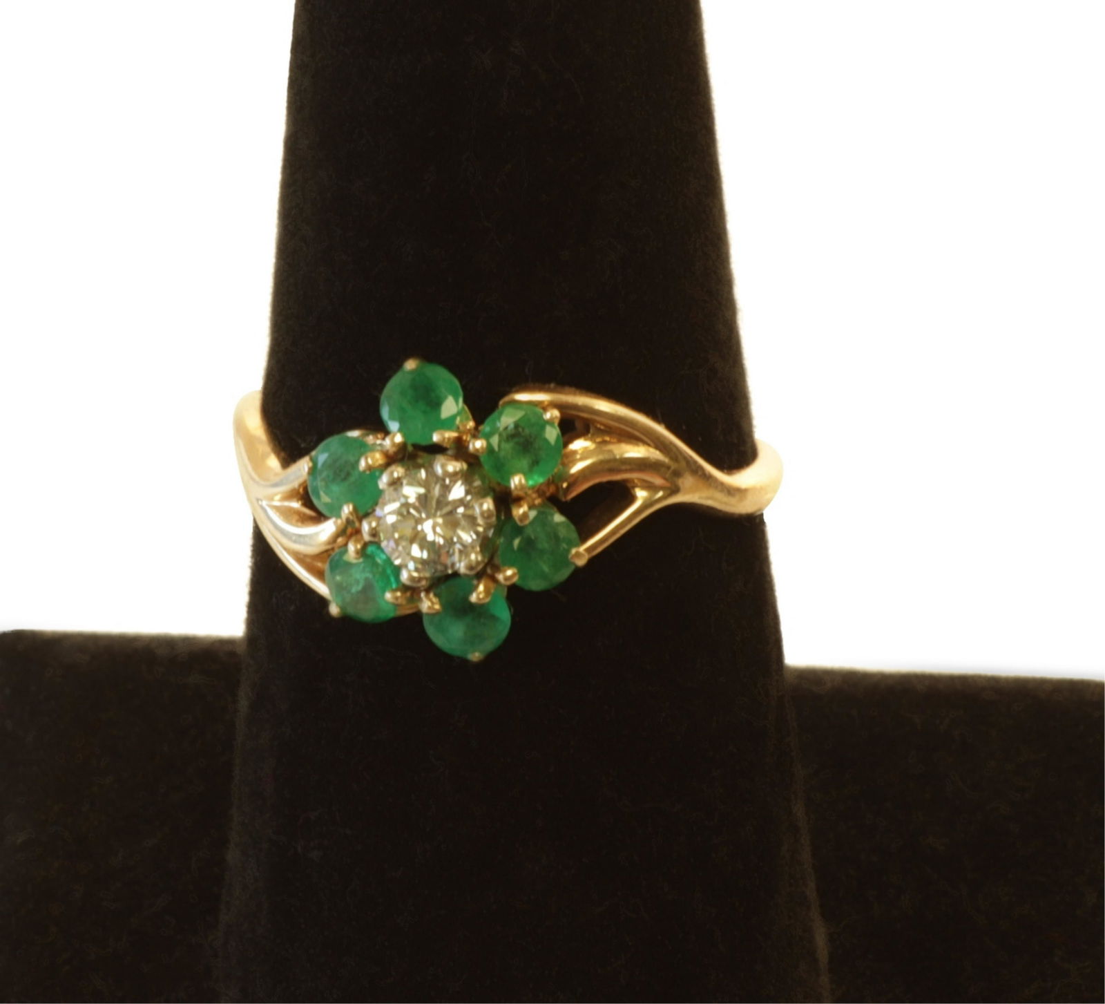 Emerald and Diamond Flower Ring (1 of 7)