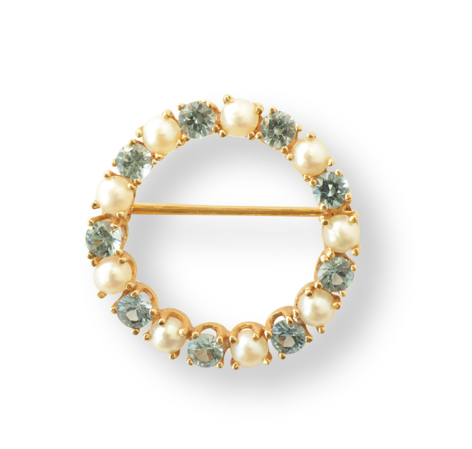 Sapphire & Pearl Open Circle Brooch (1 of 3)